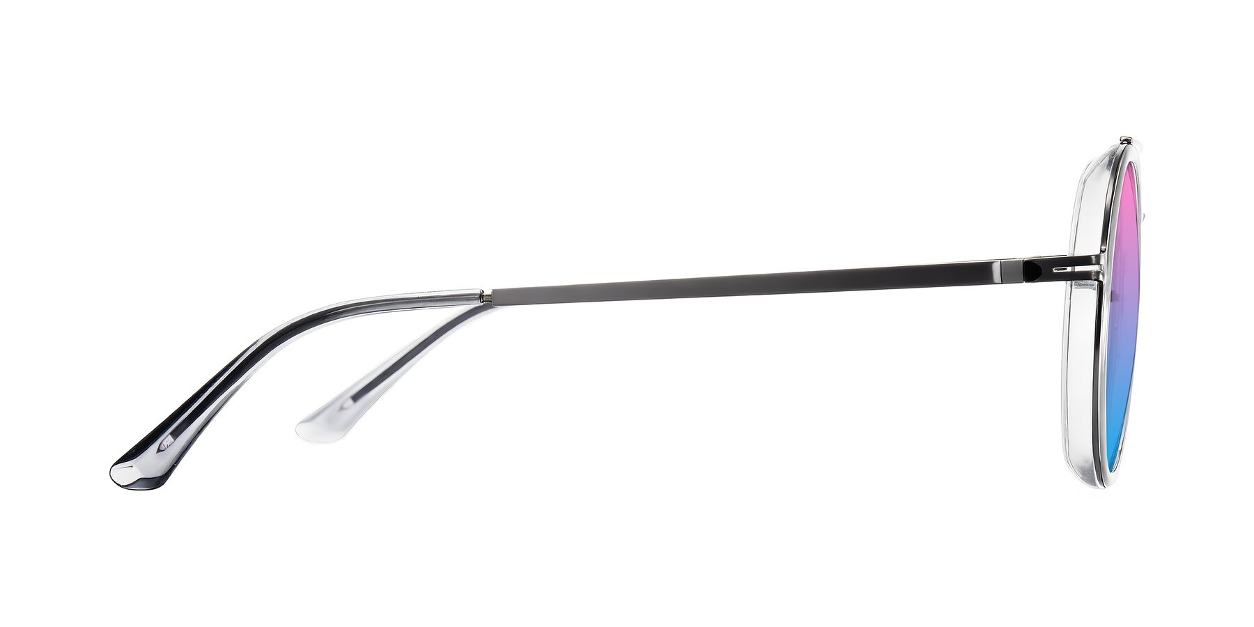 Side of Lodovico in Transparent Gray with Pink / Blue Gradient Lenses