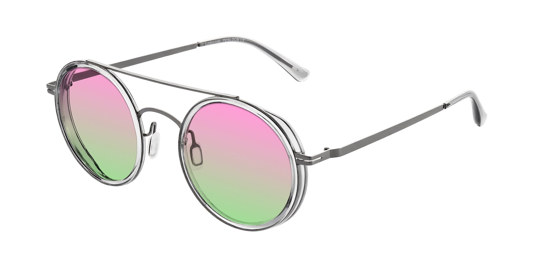 Angle of Lodovico in Transparent Gray with Pink / Green Gradient Lenses