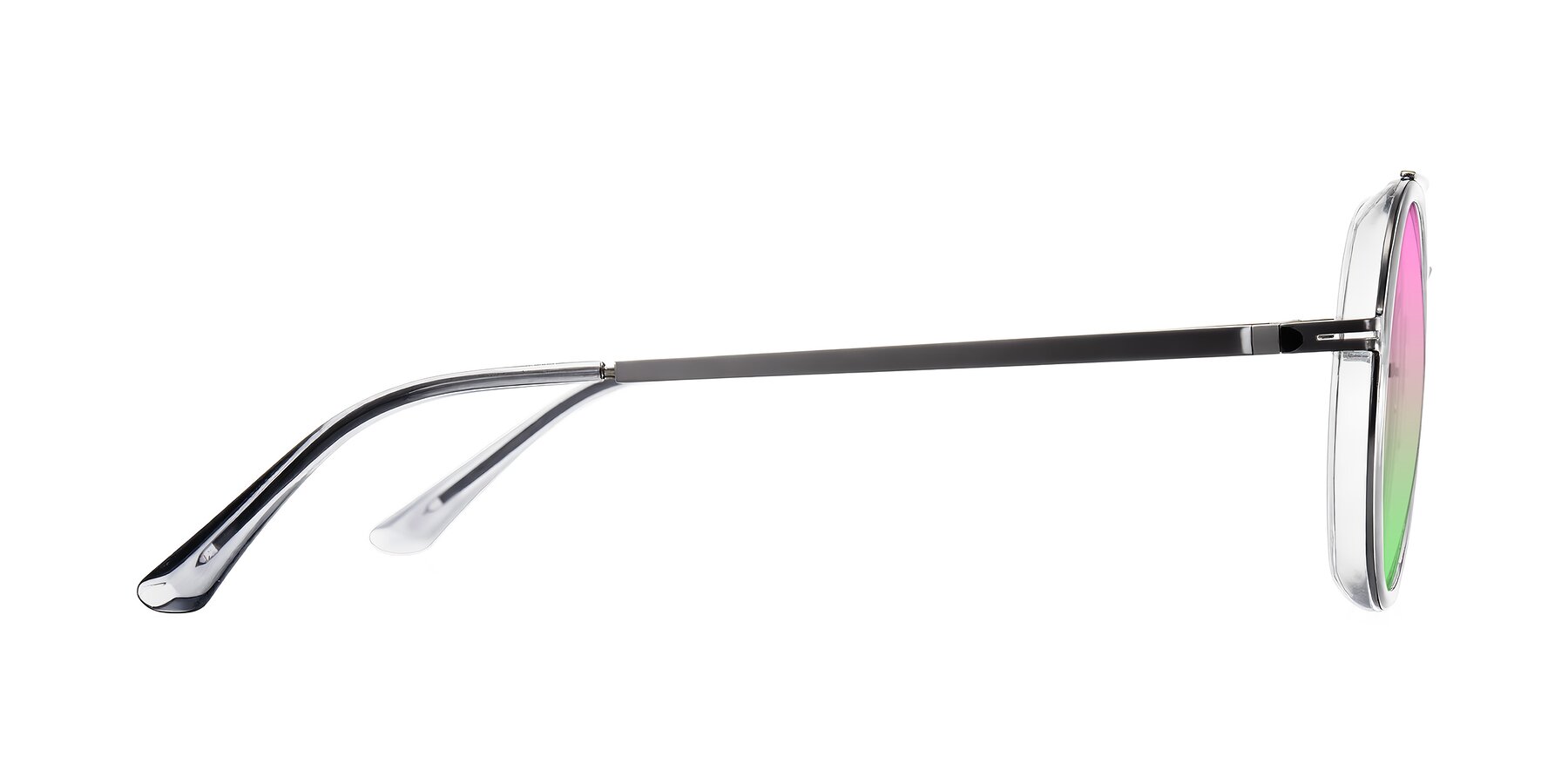 Side of Lodovico in Transparent Gray with Pink / Green Gradient Lenses