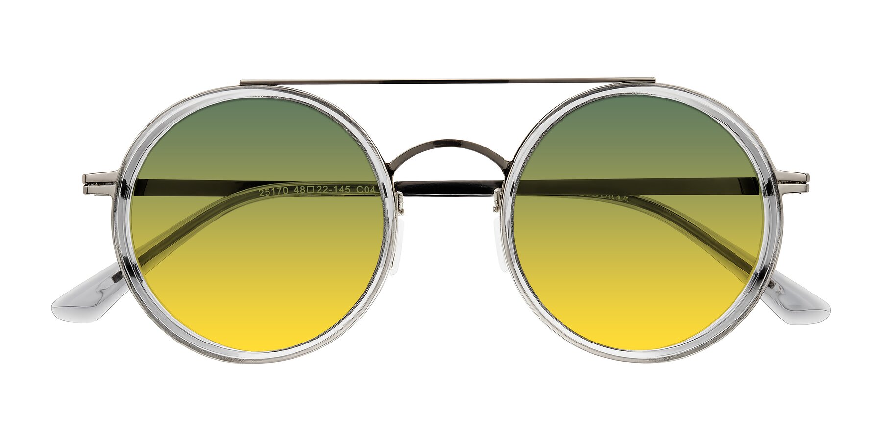 Folded Front of Lodovico in Transparent Gray with Green / Yellow Gradient Lenses