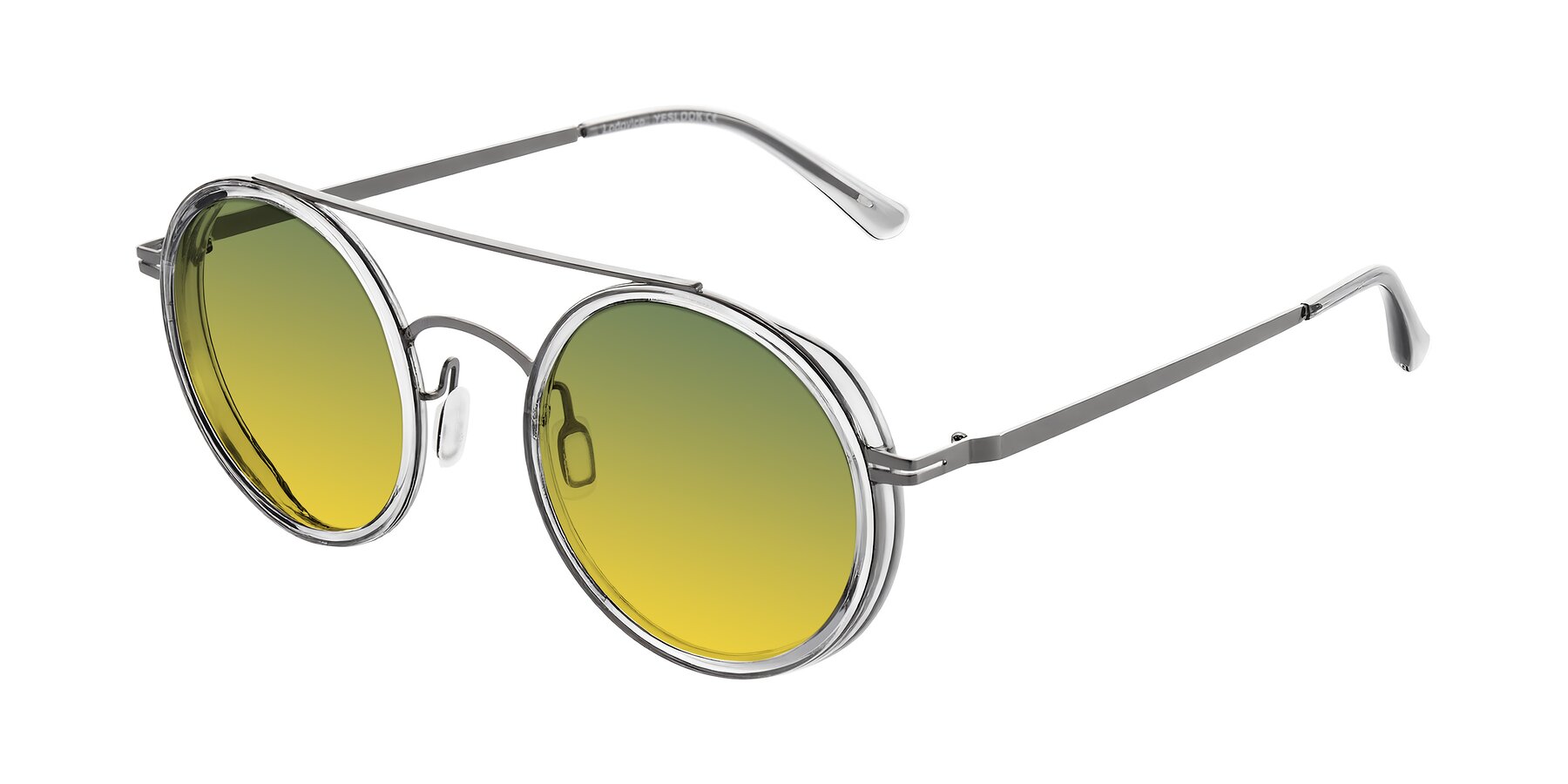 Angle of Lodovico in Transparent Gray with Green / Yellow Gradient Lenses