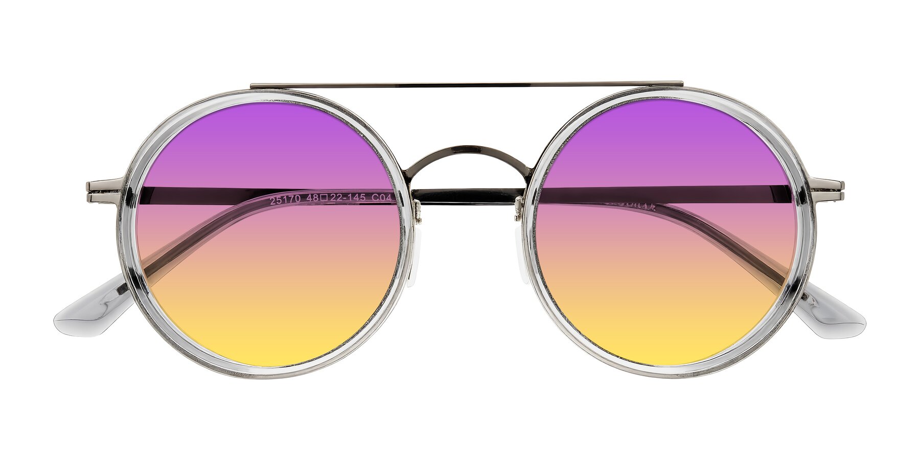 Folded Front of Lodovico in Transparent Gray with Purple / Yellow Gradient Lenses