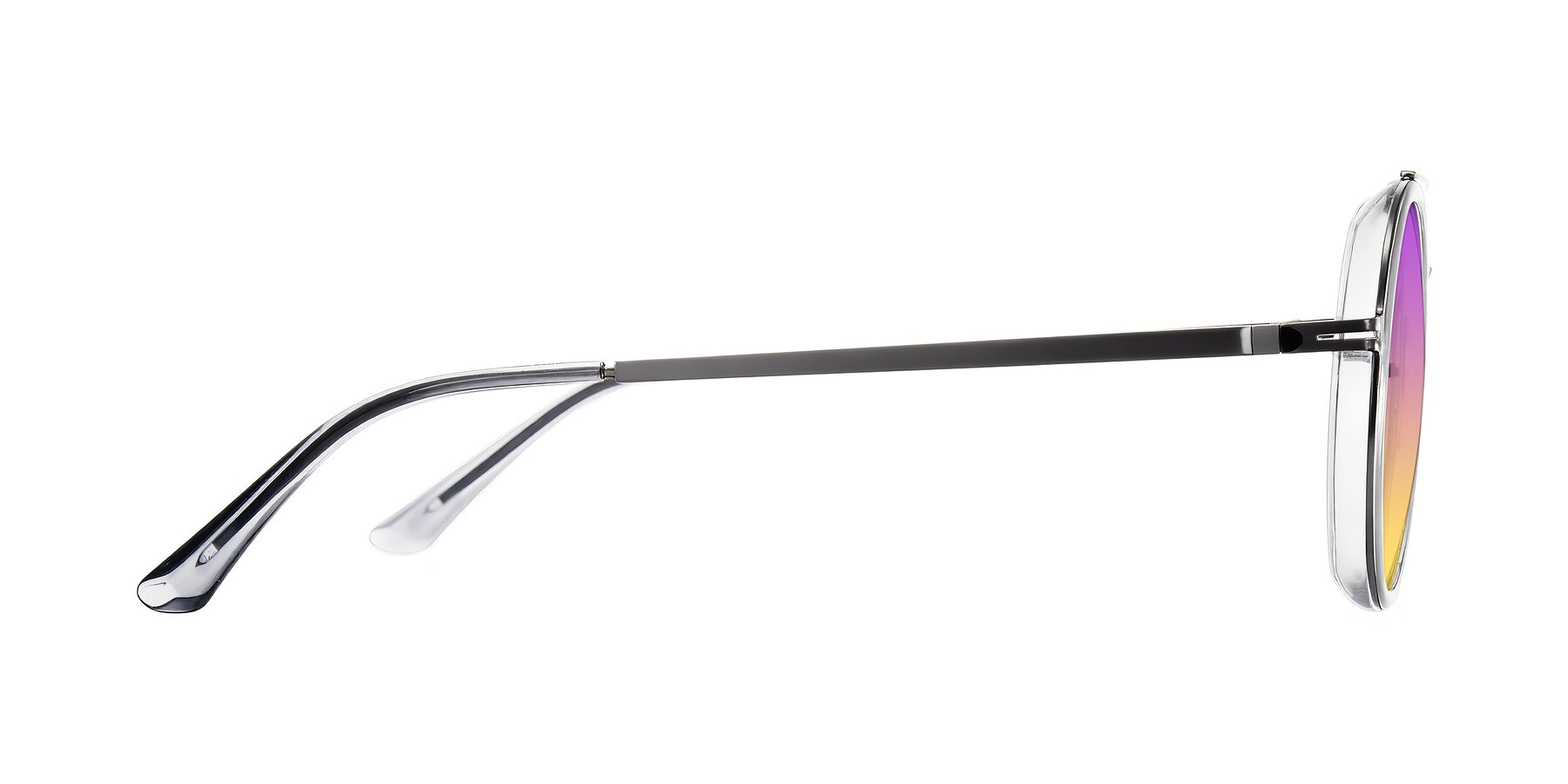 Side of Lodovico in Transparent Gray with Purple / Yellow Gradient Lenses