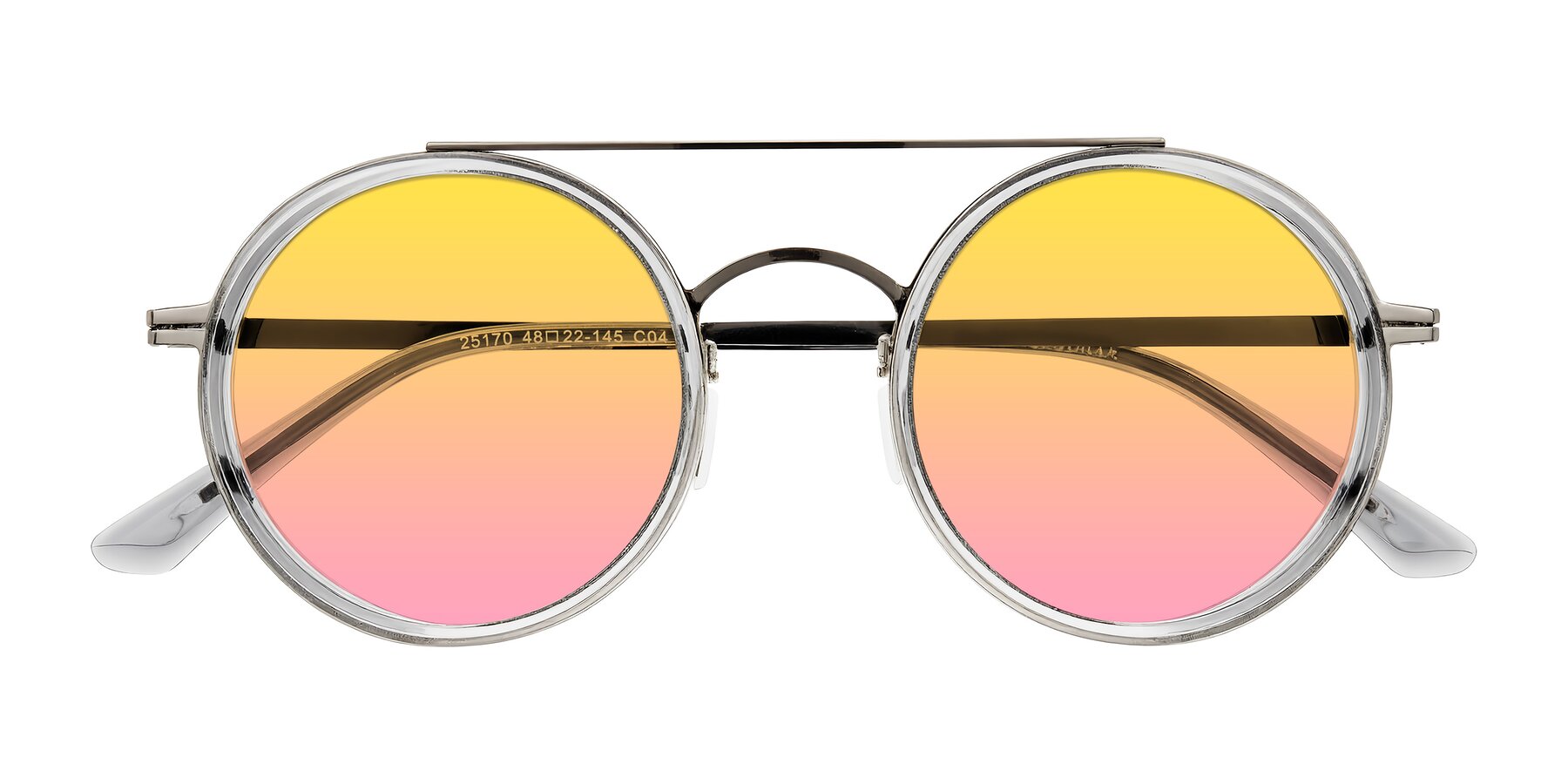 Folded Front of Lodovico in Transparent Gray with Yellow / Pink Gradient Lenses