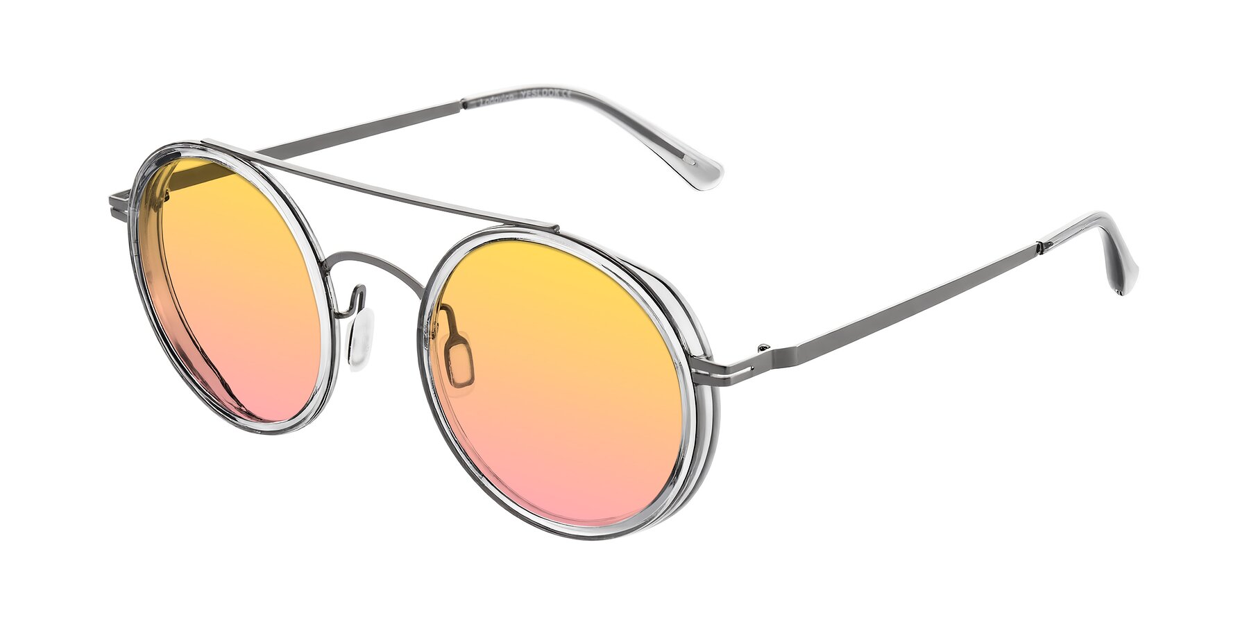 Angle of Lodovico in Transparent Gray with Yellow / Pink Gradient Lenses