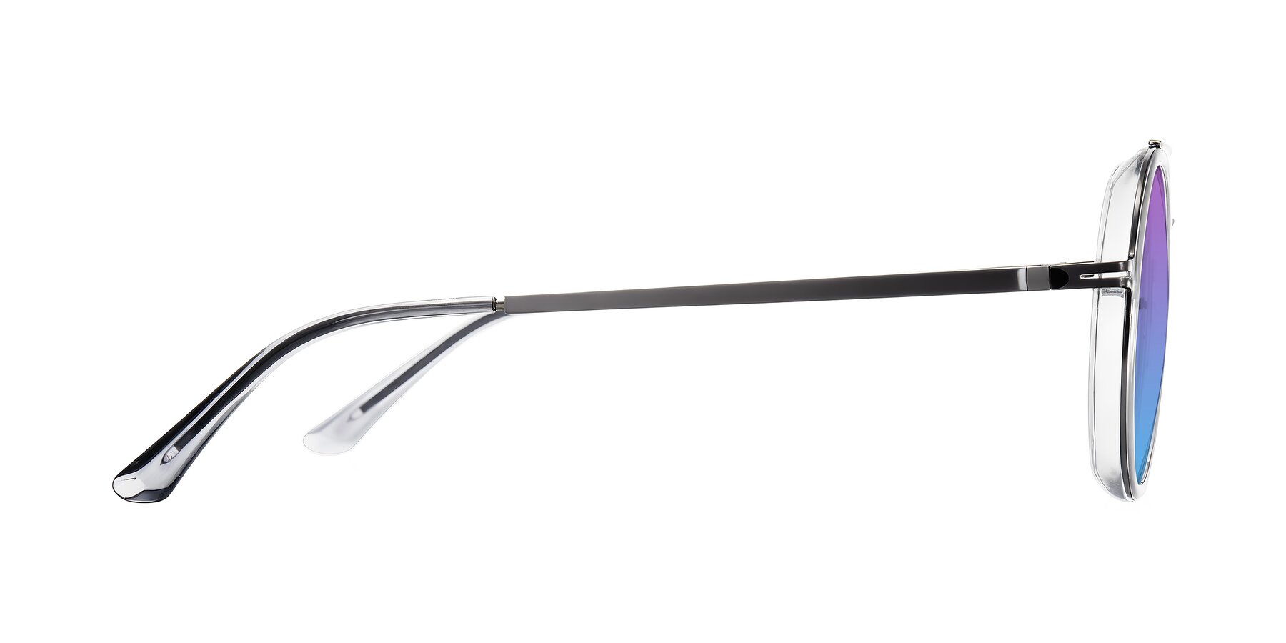 Side of Lodovico in Transparent Gray with Purple / Blue Gradient Lenses