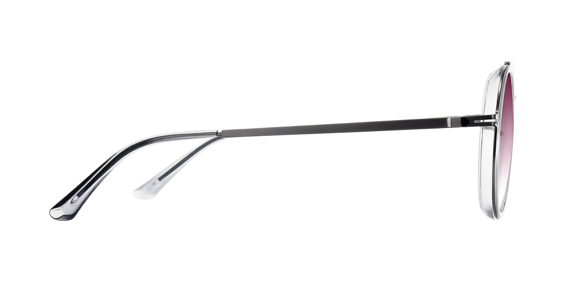 Side of Lodovico in Transparent Gray with Wine Gradient Lenses