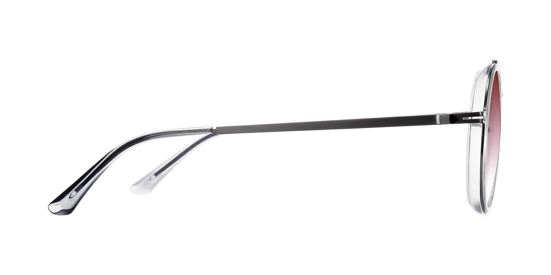 Side of Lodovico in Transparent Gray with Garnet Gradient Lenses