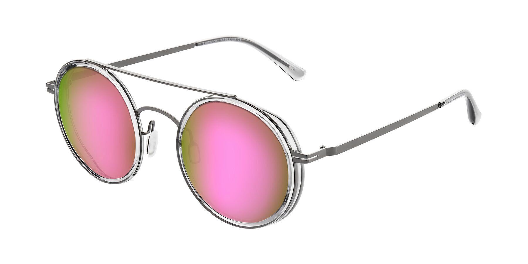 Angle of Lodovico in Transparent Gray with Pink Mirrored Lenses