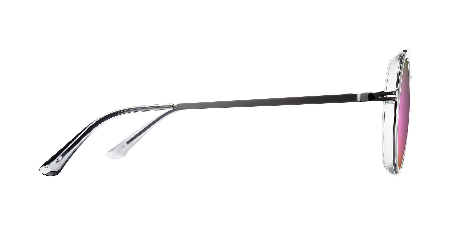 Side of Lodovico in Transparent Gray with Pink Mirrored Lenses