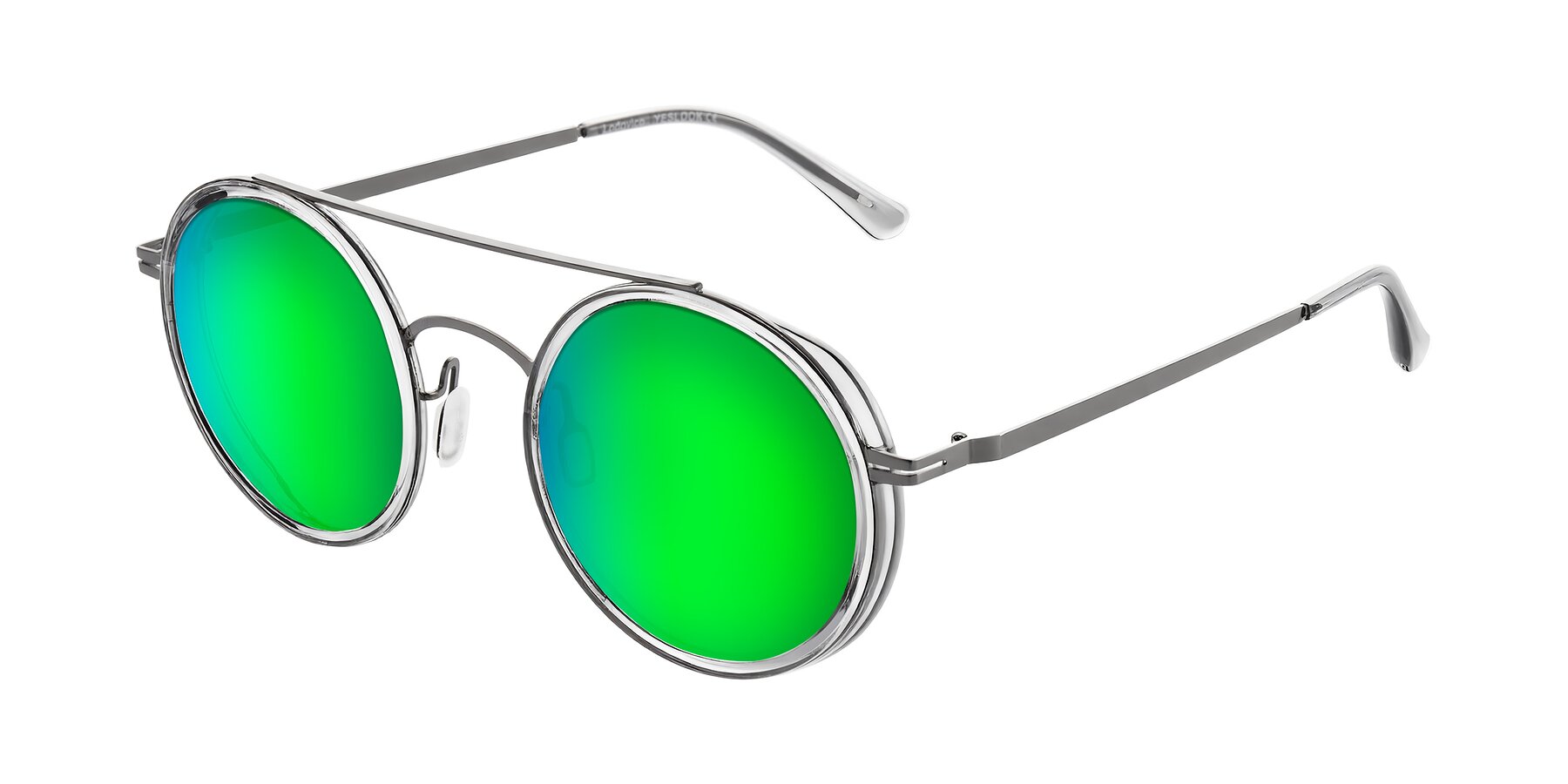 Angle of Lodovico in Transparent Gray with Green Mirrored Lenses