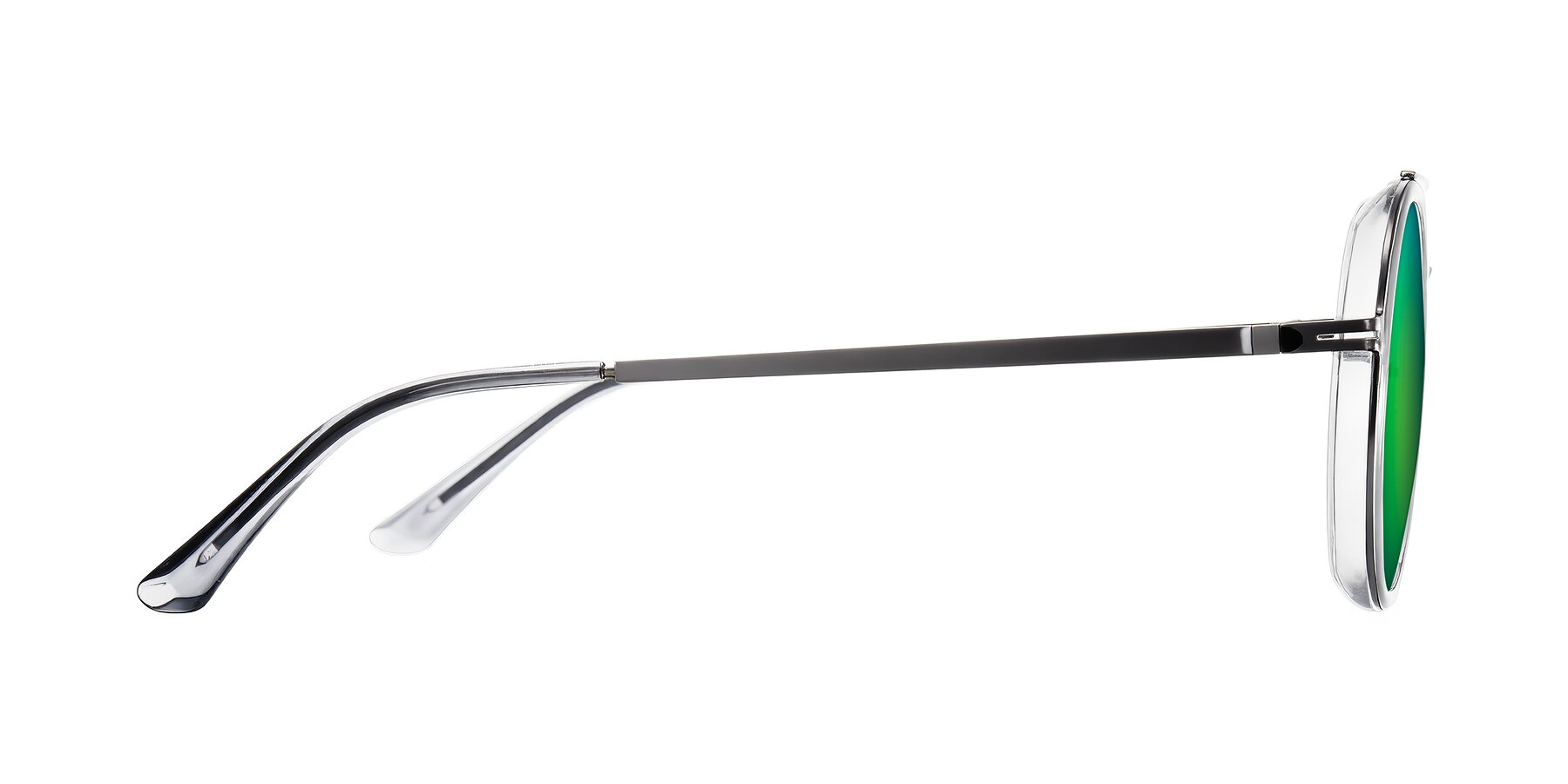 Side of Lodovico in Transparent Gray with Green Mirrored Lenses