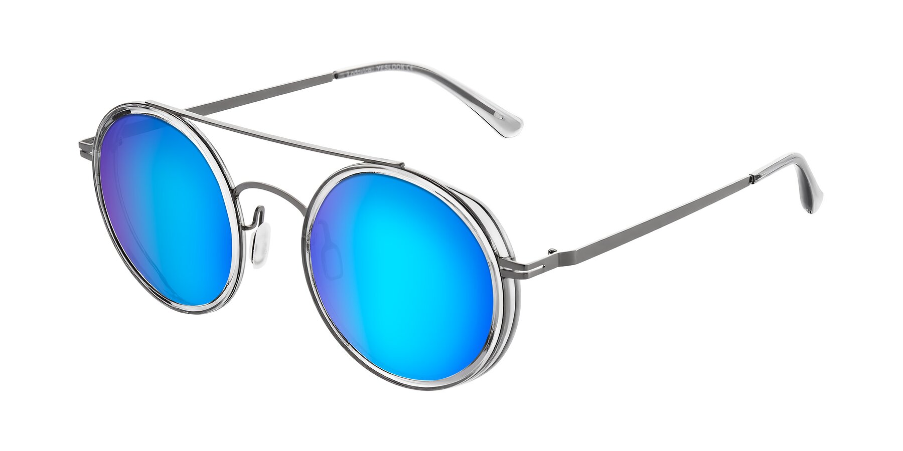 Angle of Lodovico in Transparent Gray with Blue Mirrored Lenses