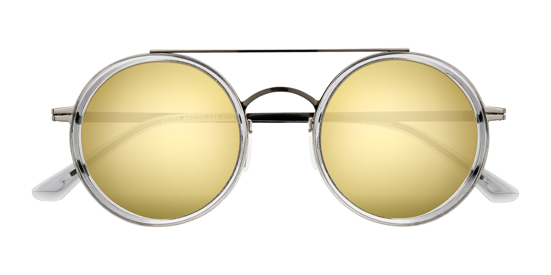 Folded Front of Lodovico in Transparent Gray with Gold Mirrored Lenses