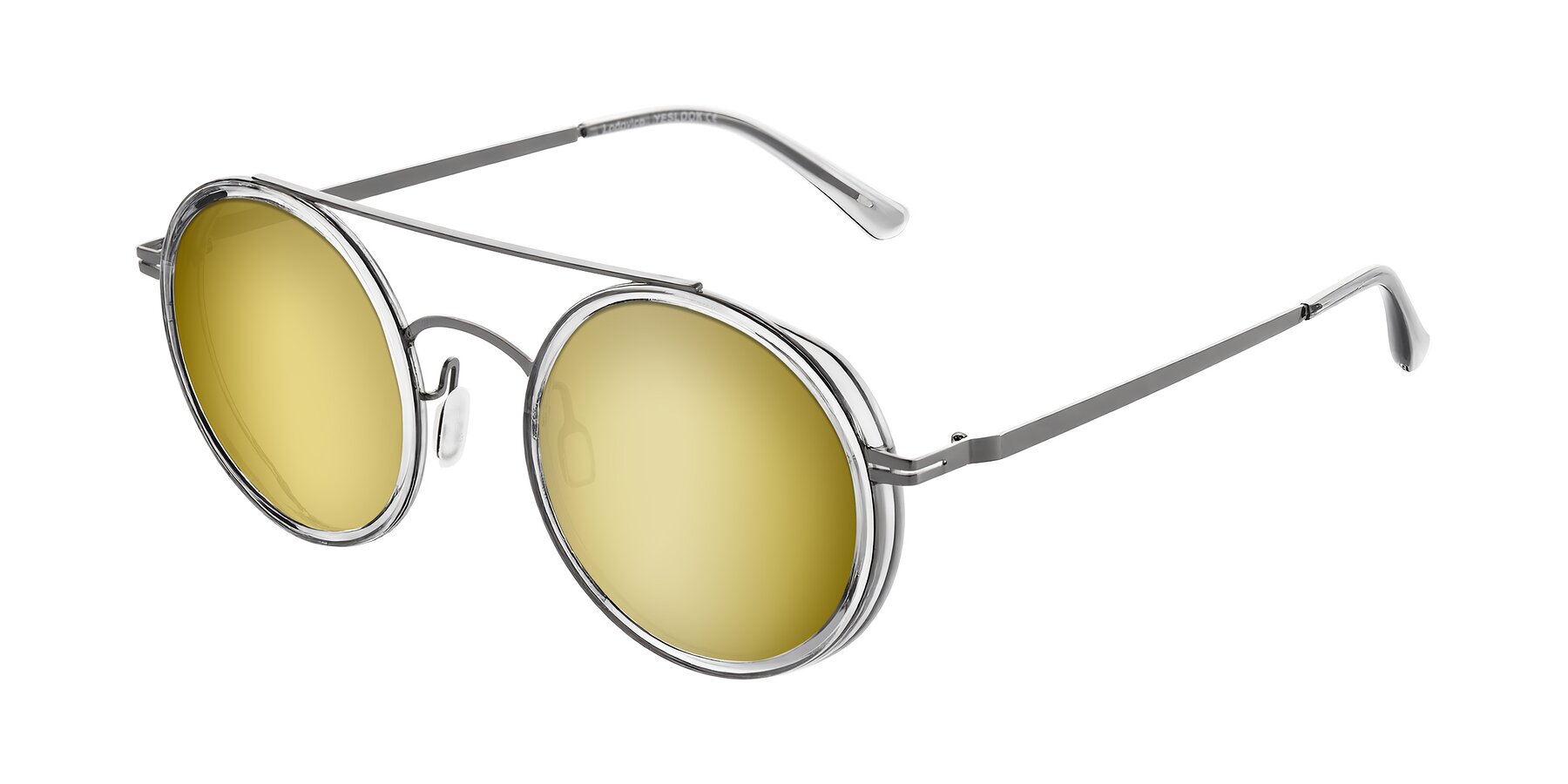 Angle of Lodovico in Transparent Gray with Gold Mirrored Lenses