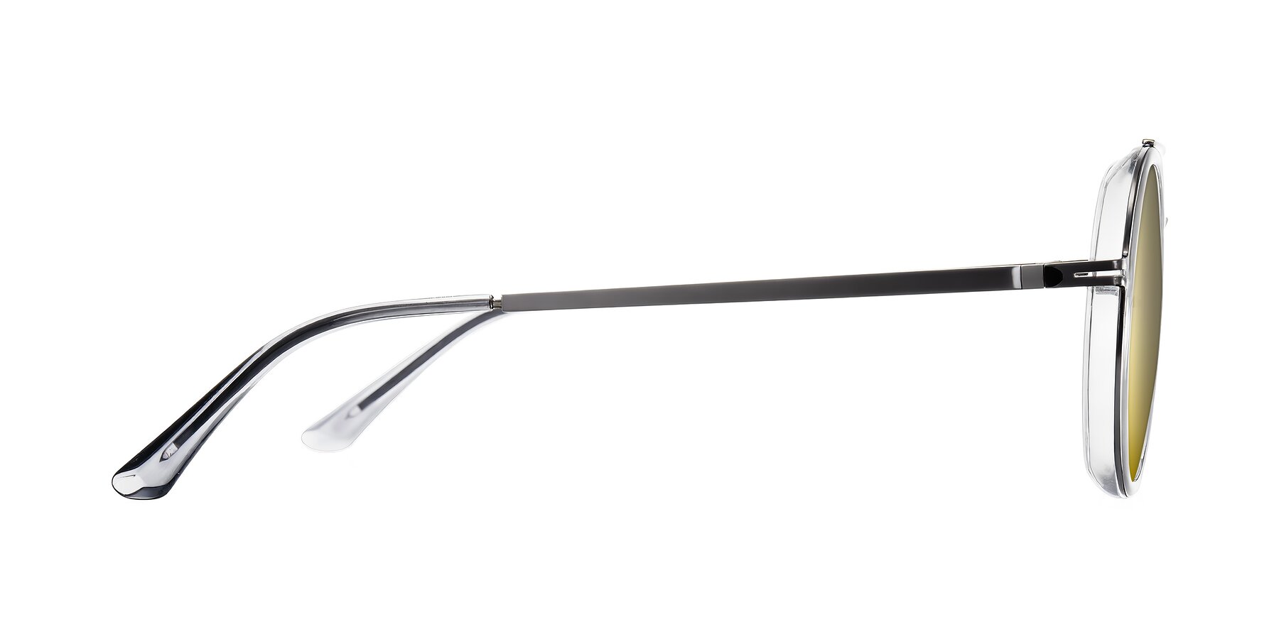 Side of Lodovico in Transparent Gray with Gold Mirrored Lenses