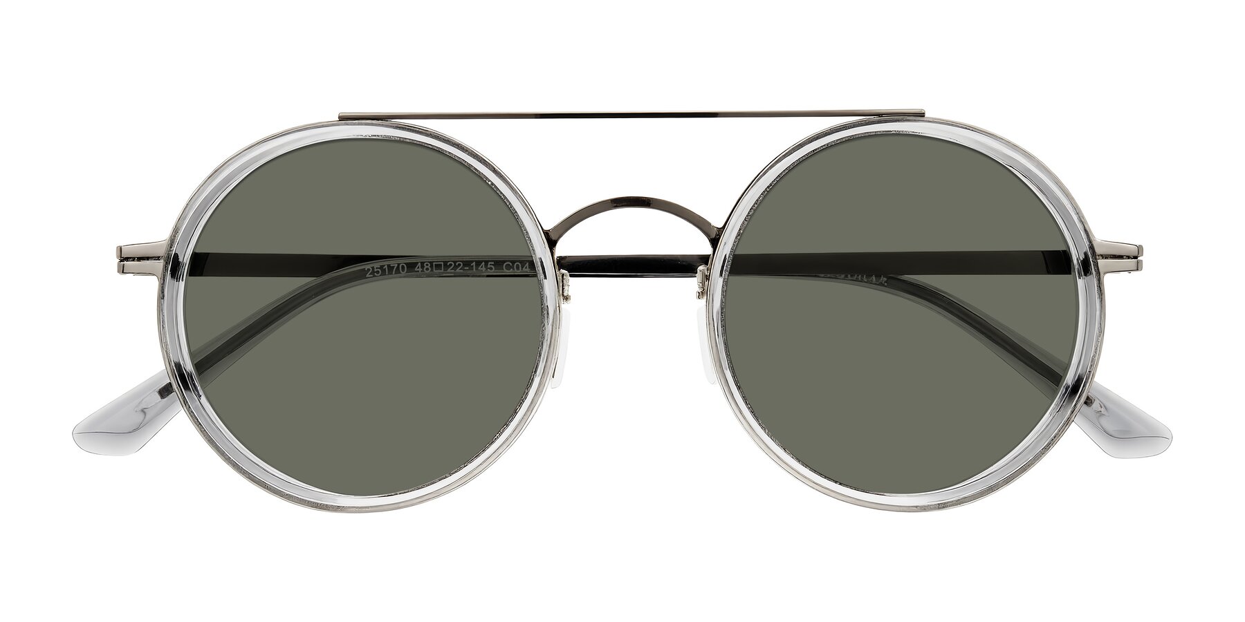 Folded Front of Lodovico in Transparent Gray with Gray Polarized Lenses