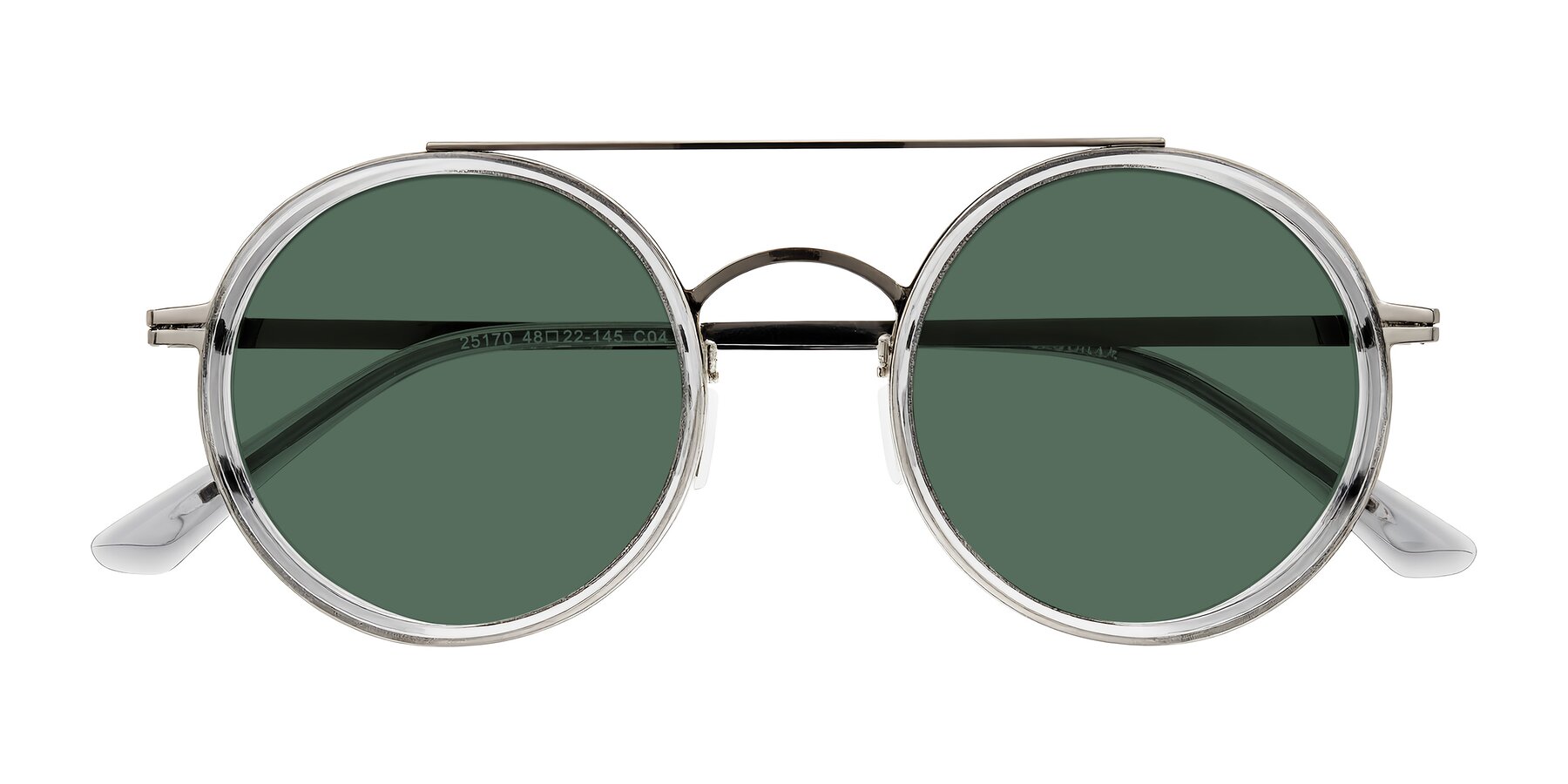 Folded Front of Lodovico in Transparent Gray with Green Polarized Lenses