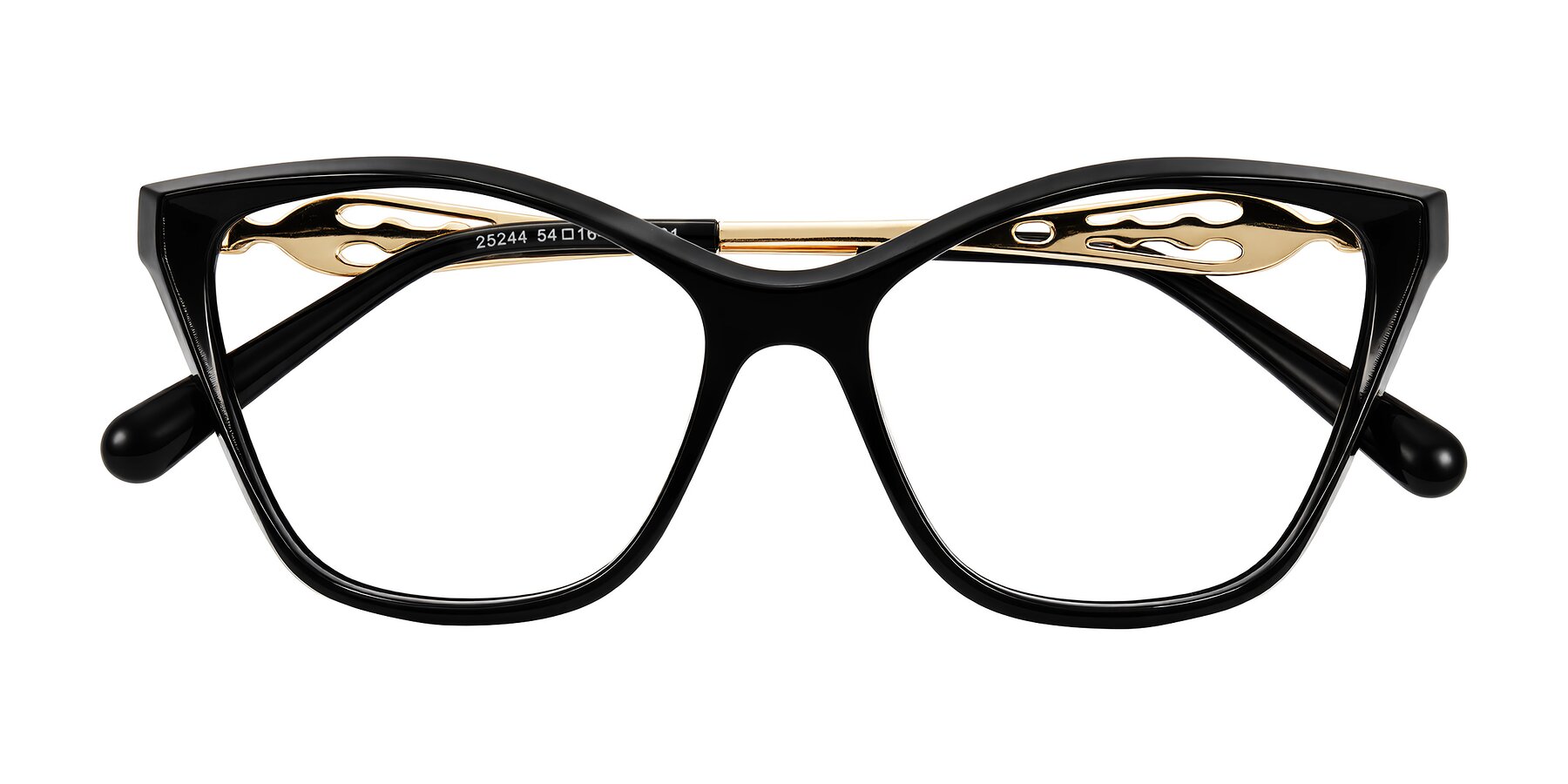 Folded Front of Aspen in Black with Clear Eyeglass Lenses