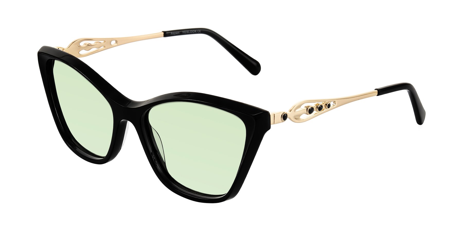 Angle of Aspen in Black with Light Green Tinted Lenses
