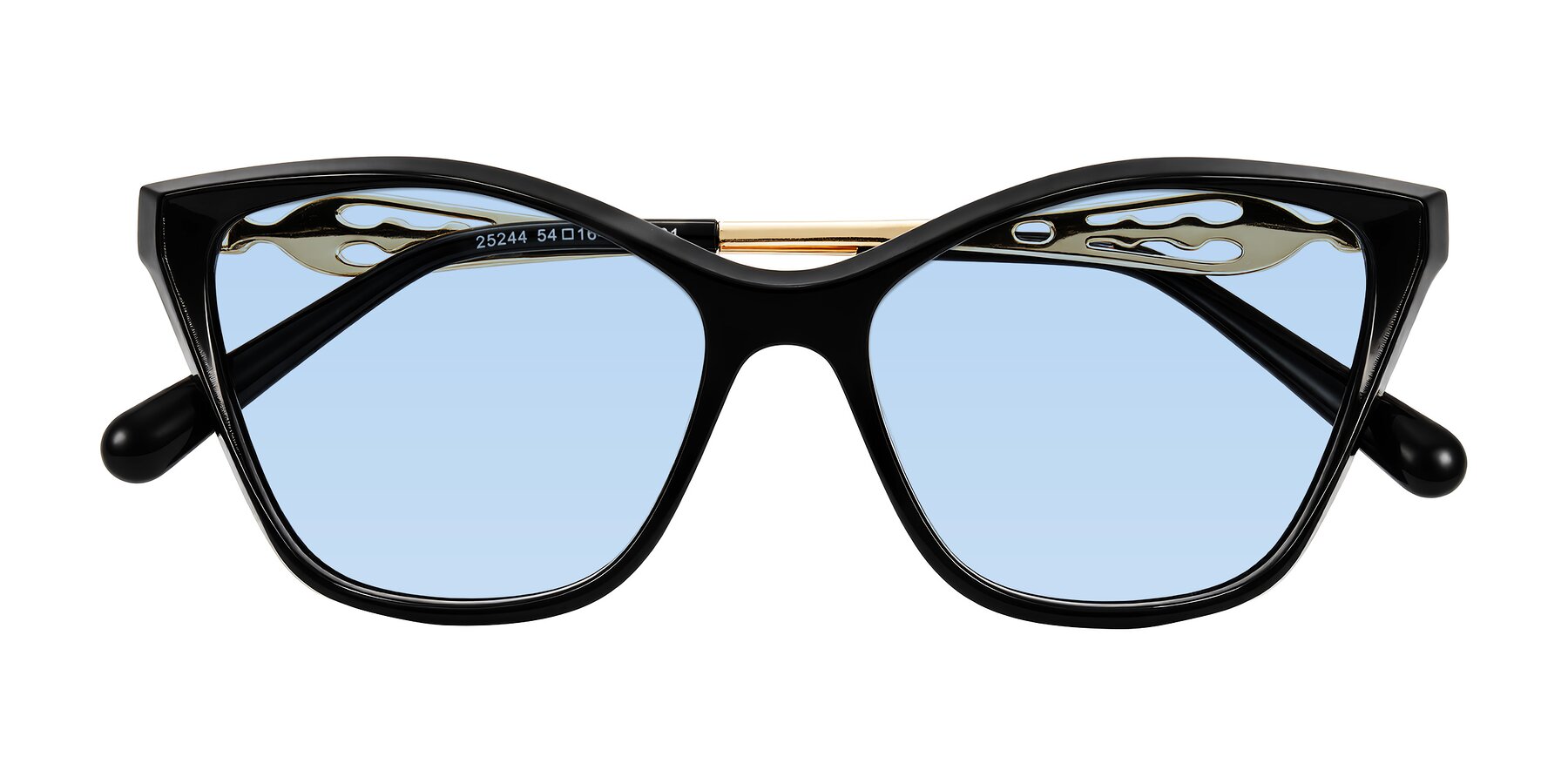 Folded Front of Aspen in Black with Light Blue Tinted Lenses