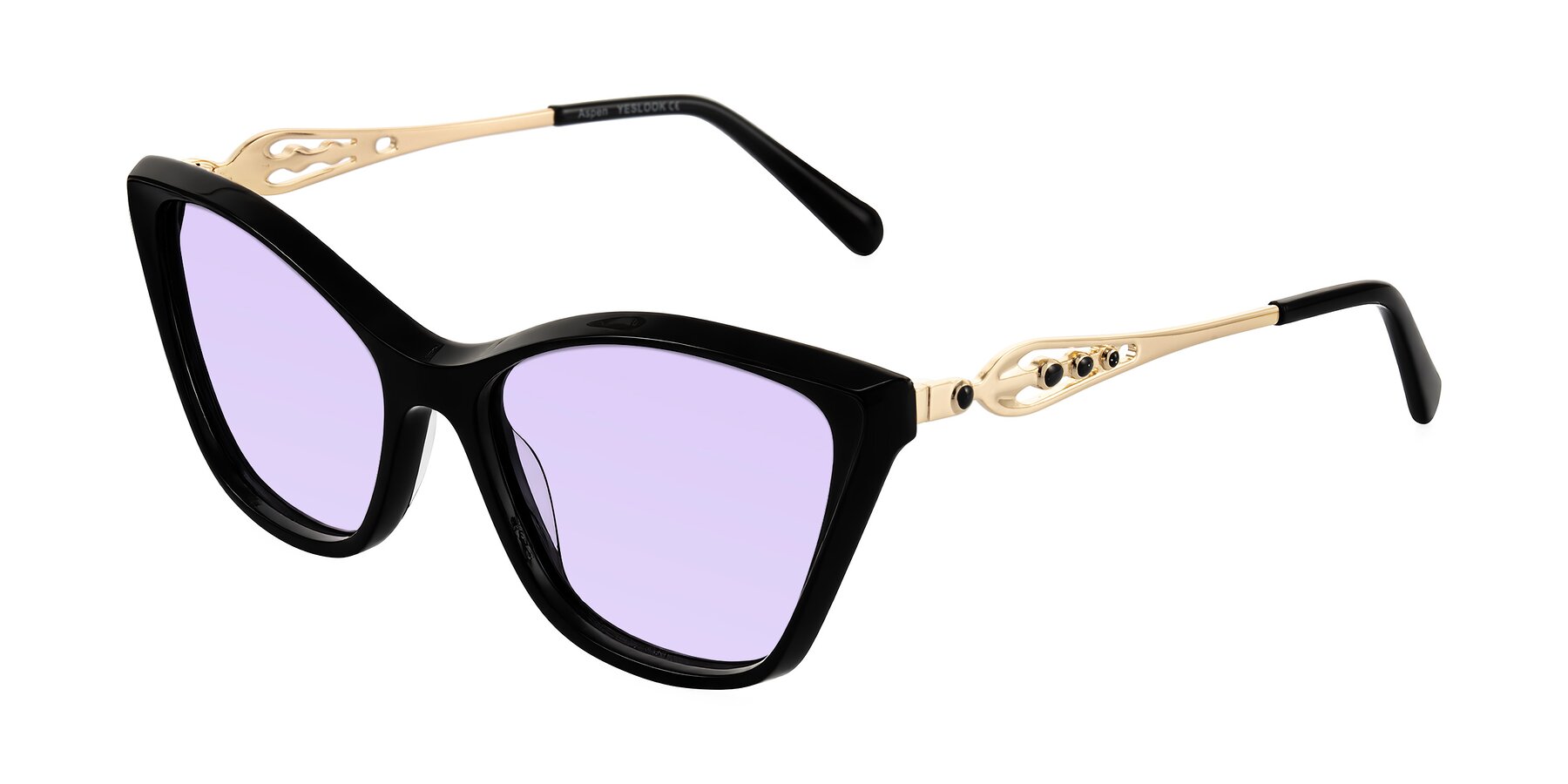 Angle of Aspen in Black with Light Purple Tinted Lenses