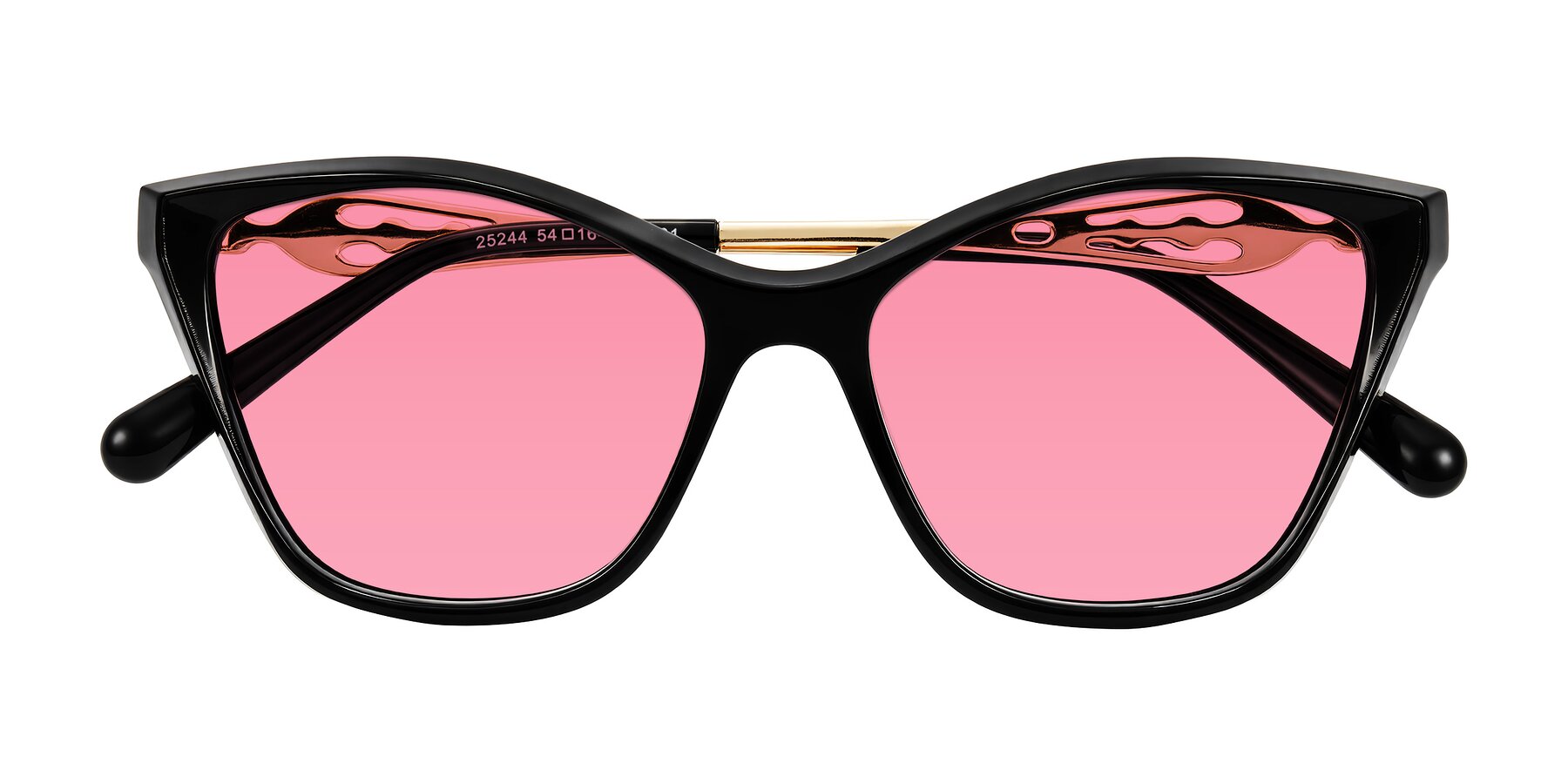 Folded Front of Aspen in Black with Pink Tinted Lenses