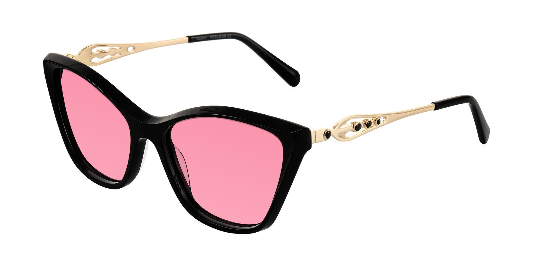 Angle of Aspen in Black with Pink Tinted Lenses