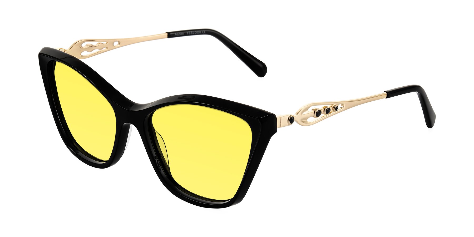 Angle of Aspen in Black with Medium Yellow Tinted Lenses