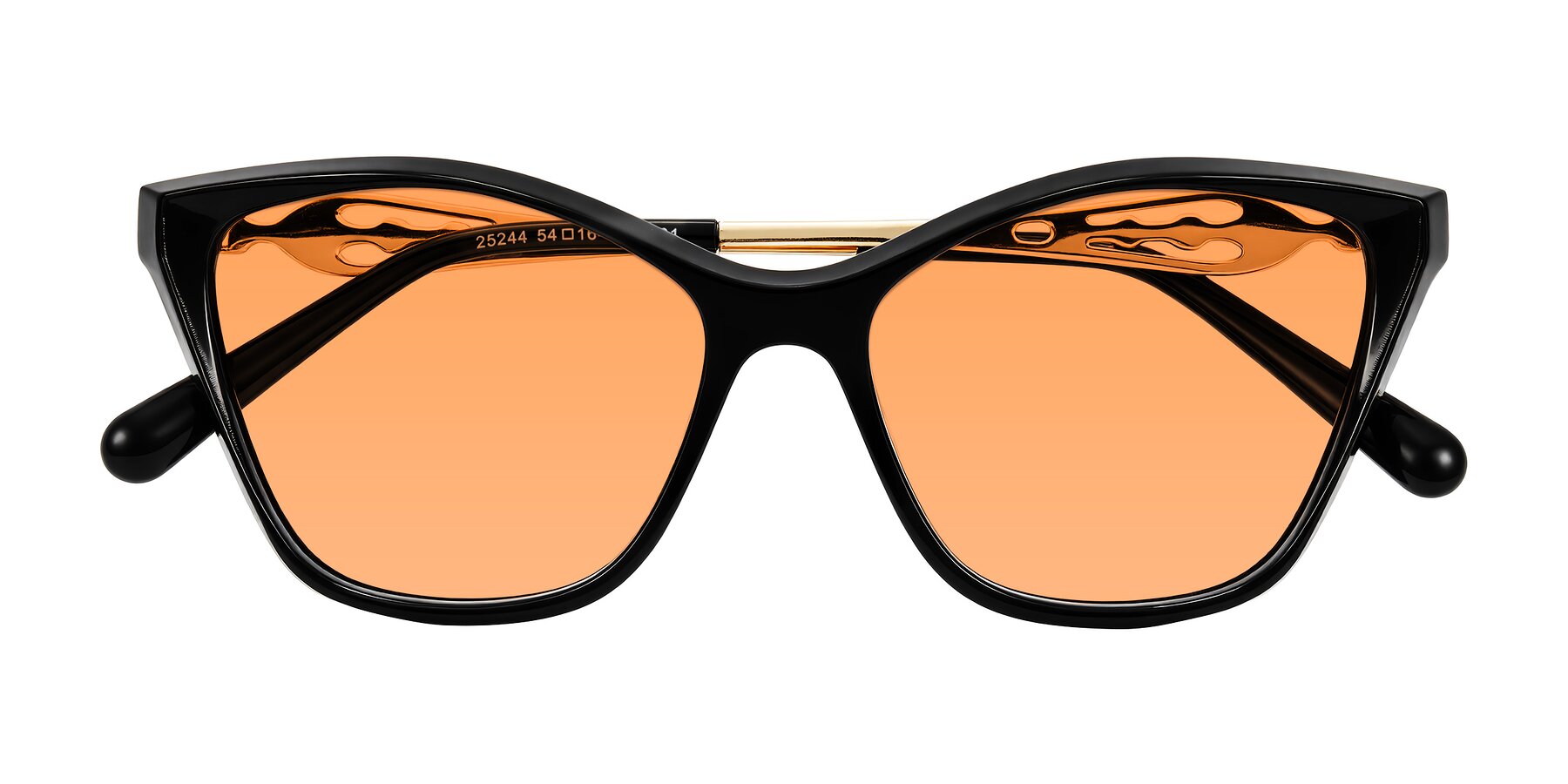Folded Front of Aspen in Black with Medium Orange Tinted Lenses