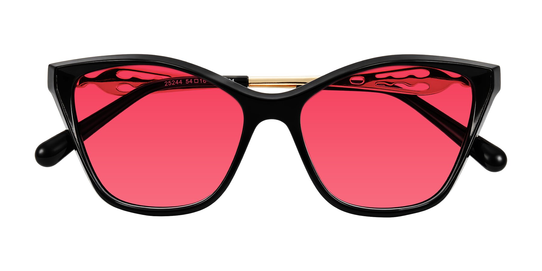 Folded Front of Aspen in Black with Red Tinted Lenses
