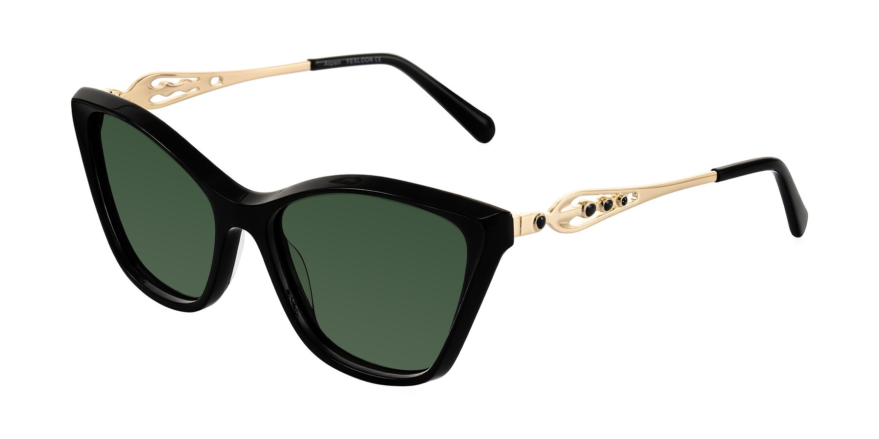 Angle of Aspen in Black with Green Tinted Lenses