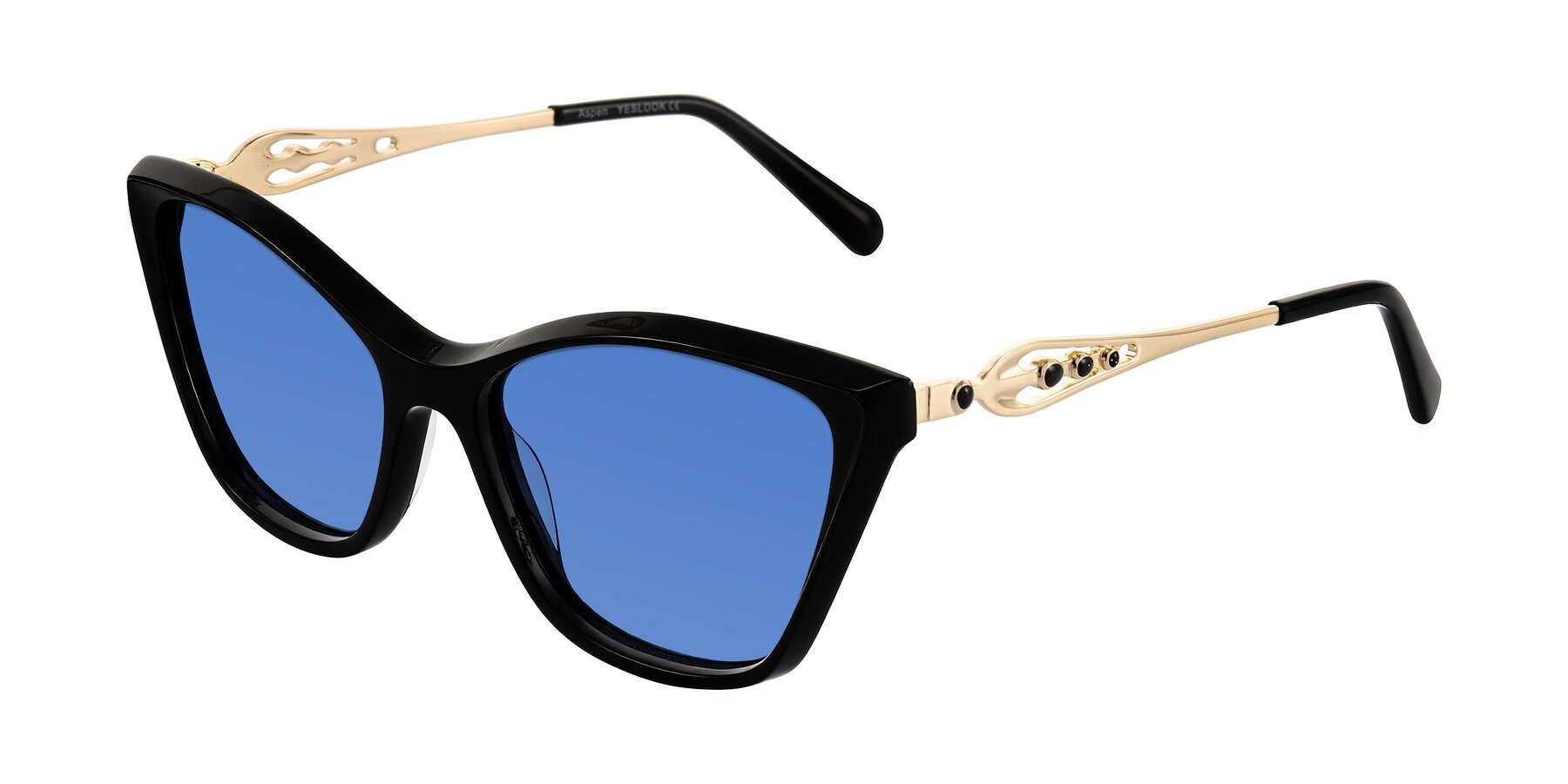 Angle of Aspen in Black with Blue Tinted Lenses