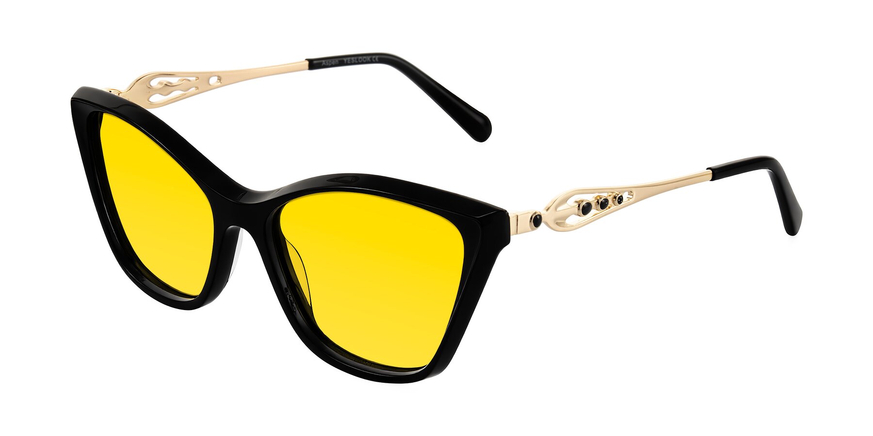 Angle of Aspen in Black with Yellow Tinted Lenses