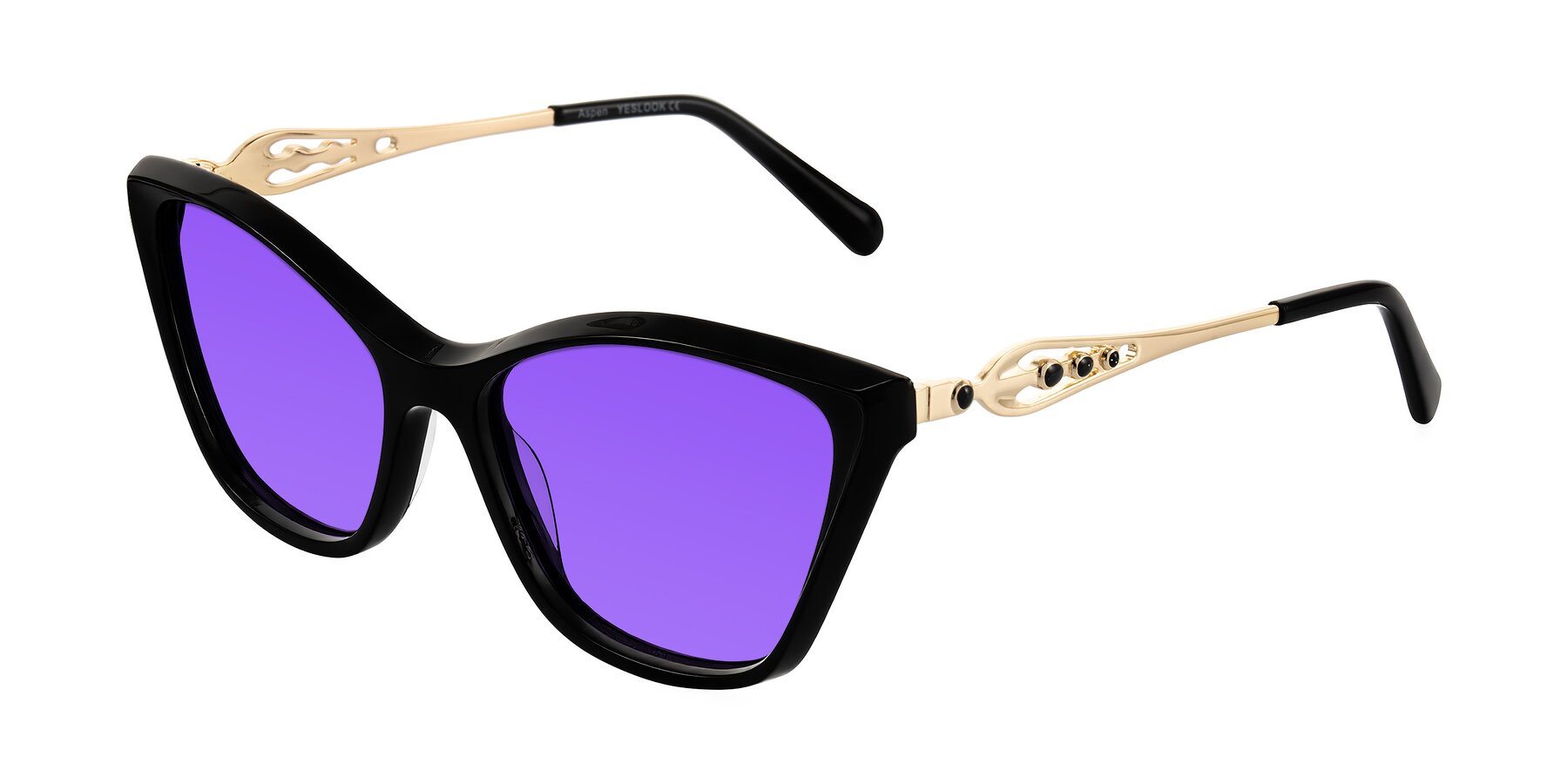 Angle of Aspen in Black with Purple Tinted Lenses