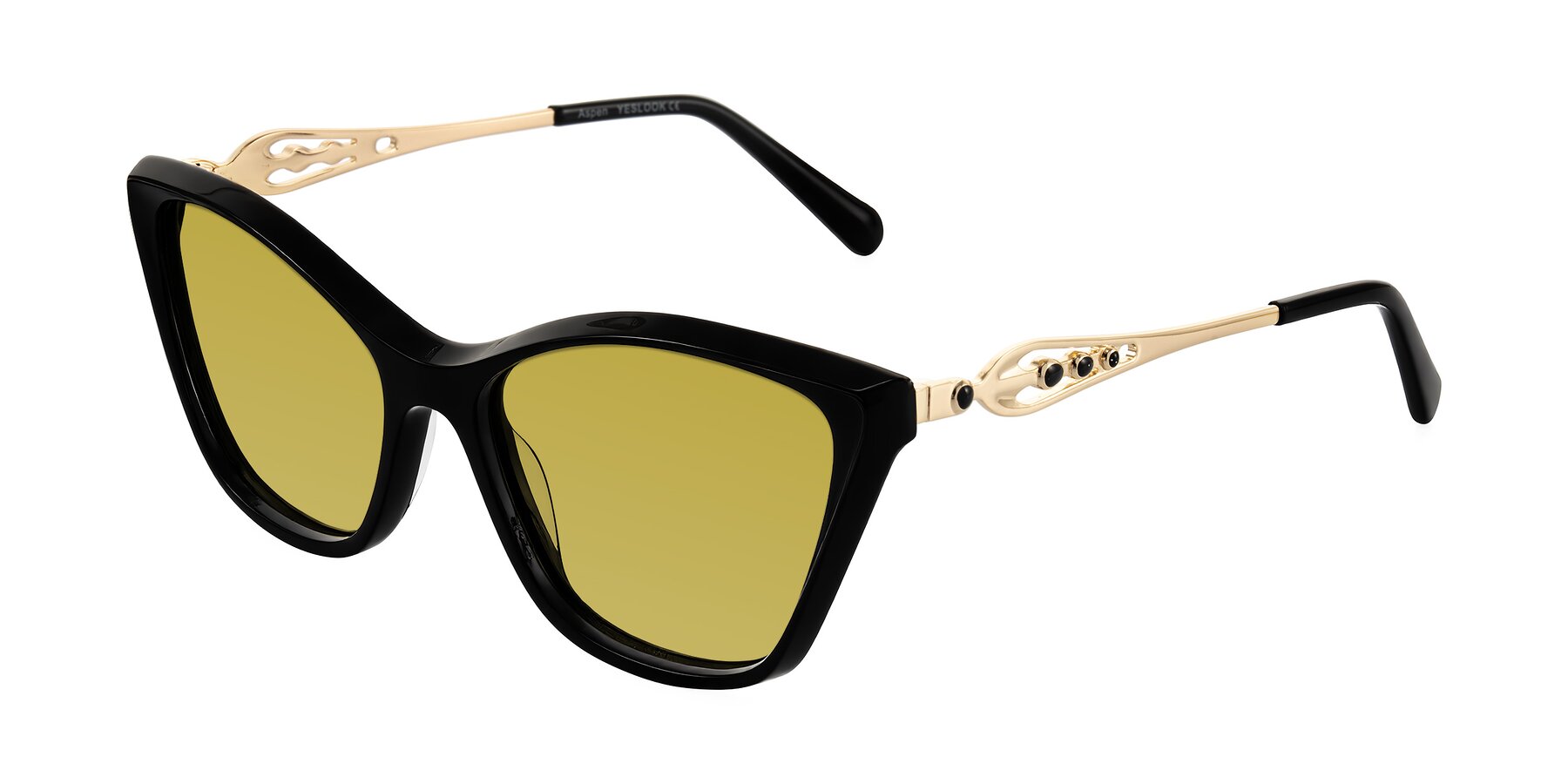 Angle of Aspen in Black with Champagne Tinted Lenses