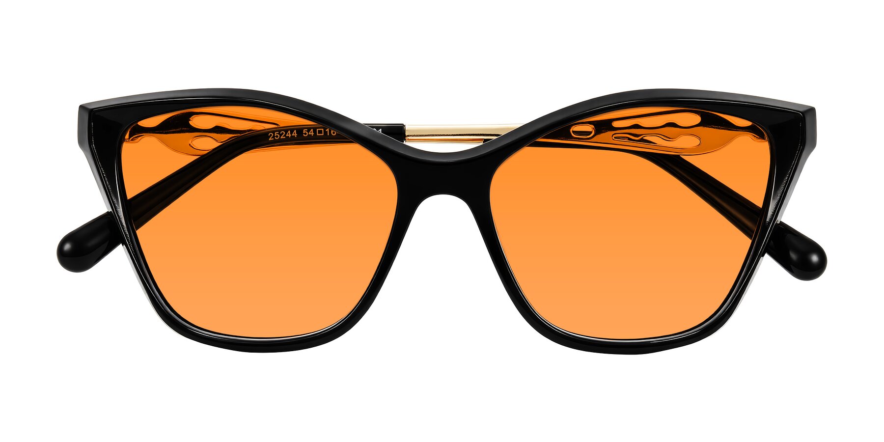Folded Front of Aspen in Black with Orange Tinted Lenses