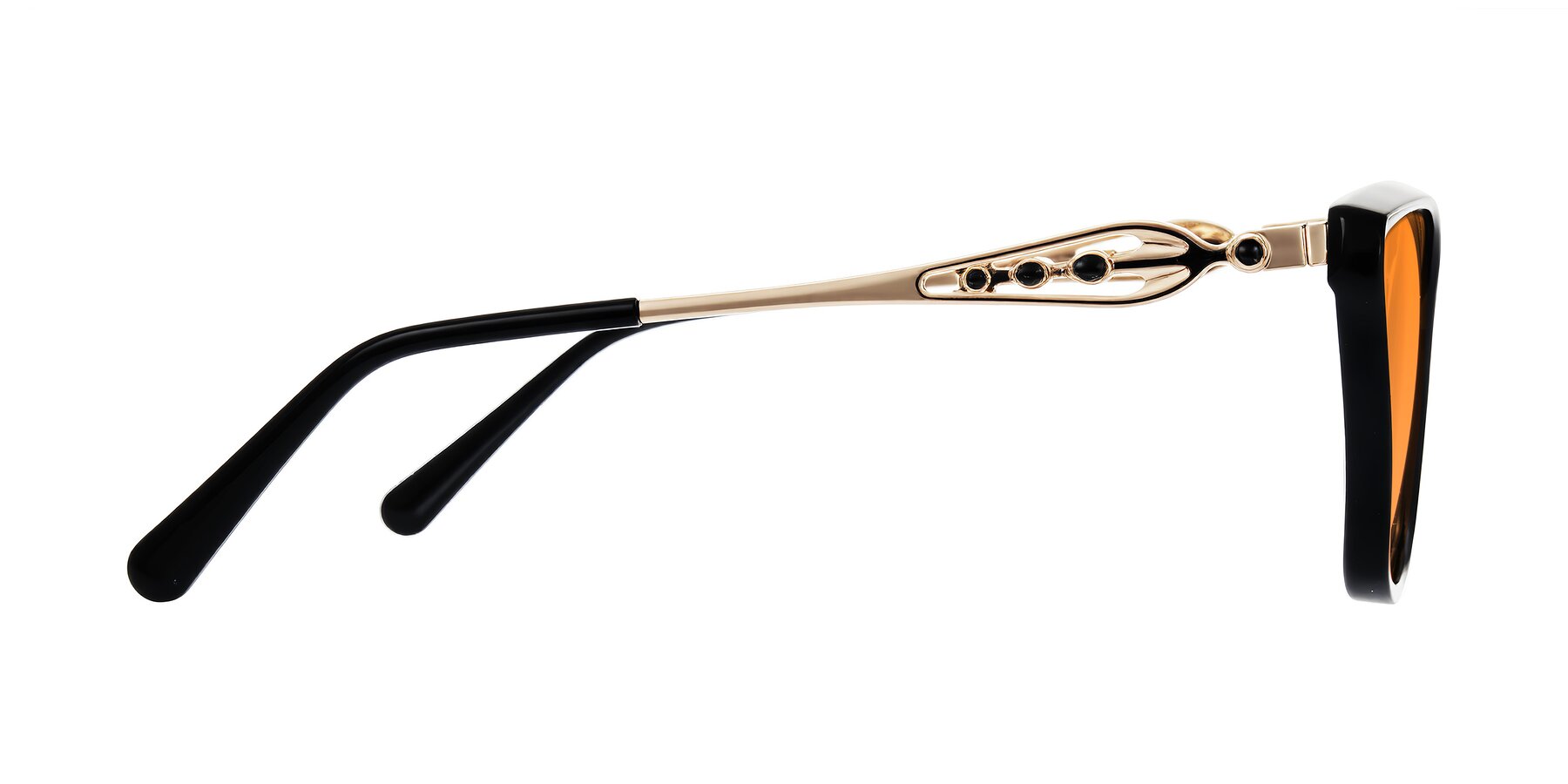 Side of Aspen in Black with Orange Tinted Lenses