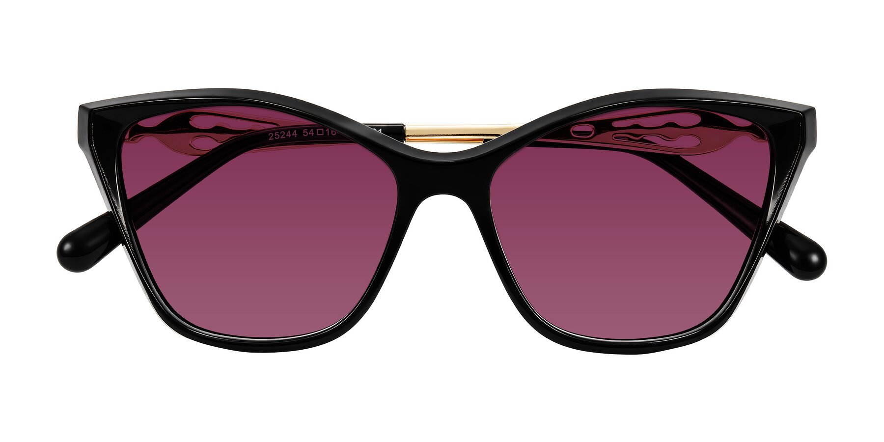 Folded Front of Aspen in Black with Wine Tinted Lenses