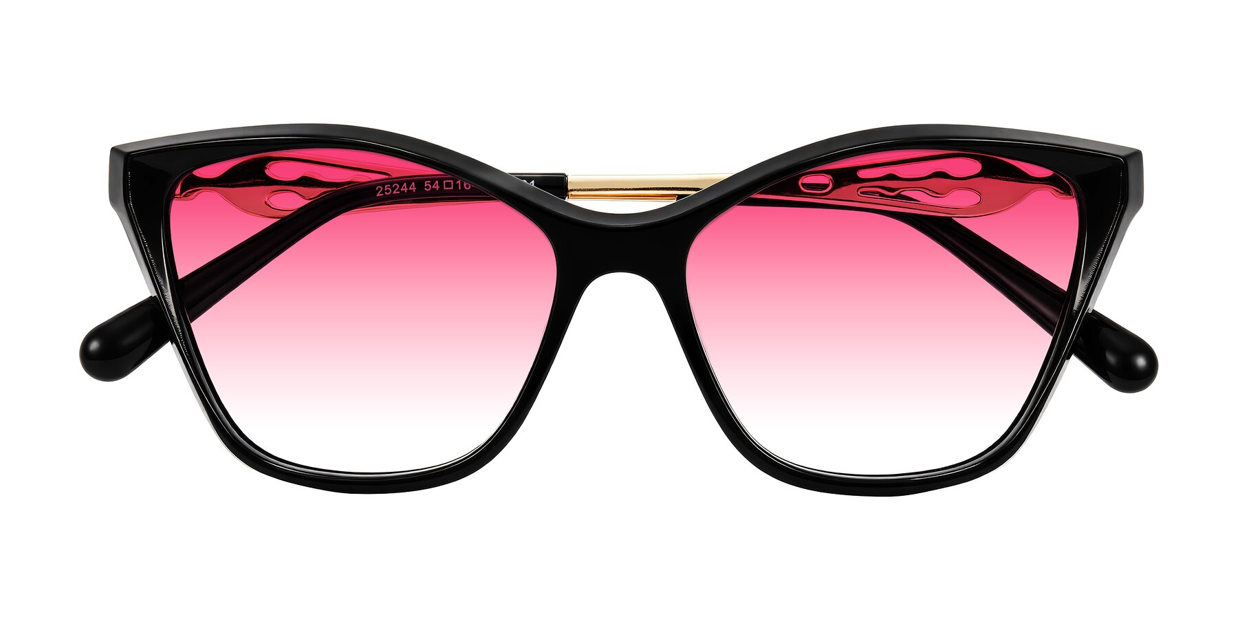 Folded Front of Aspen in Black with Pink Gradient Lenses