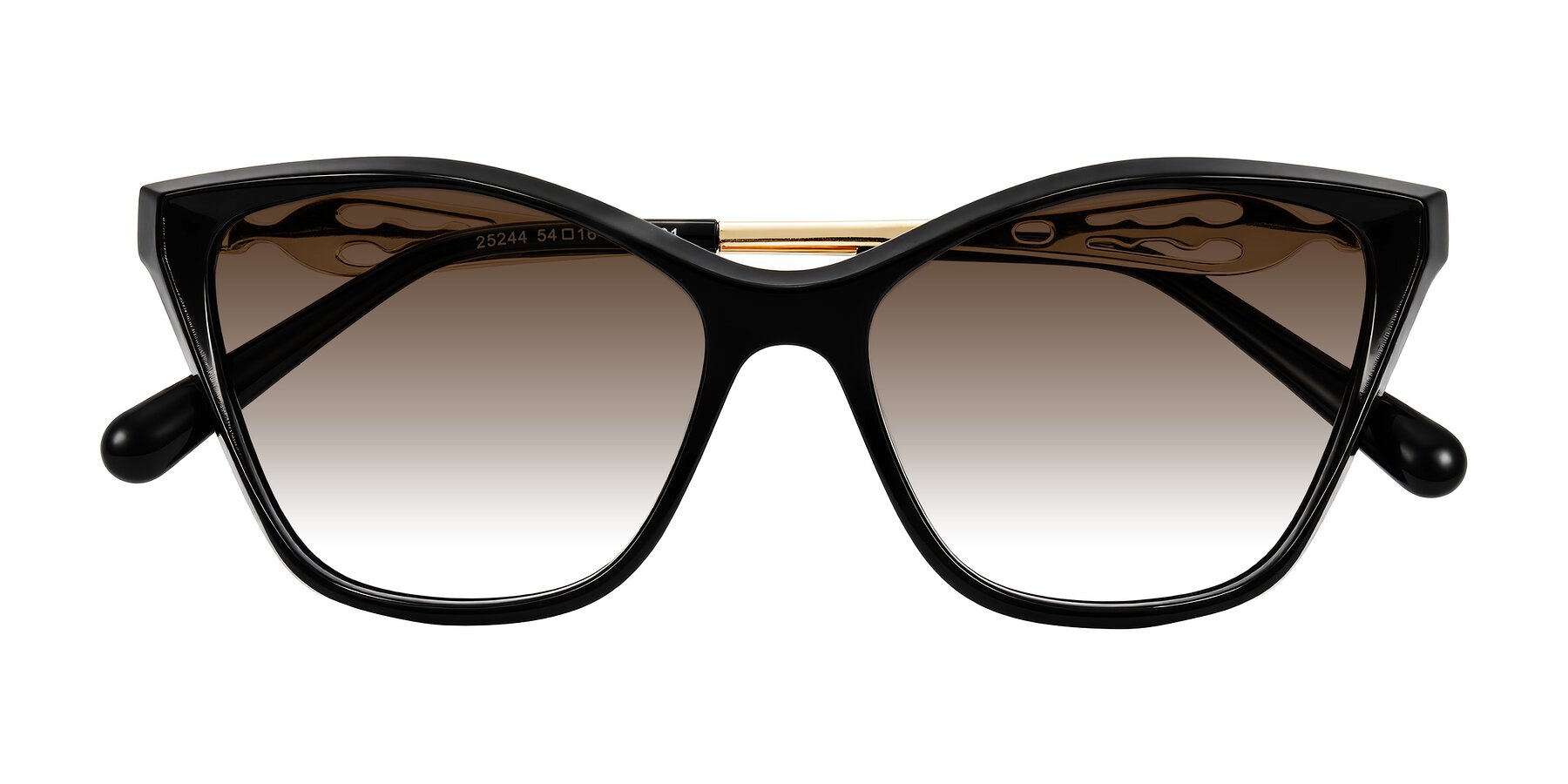 Folded Front of Aspen in Black with Brown Gradient Lenses