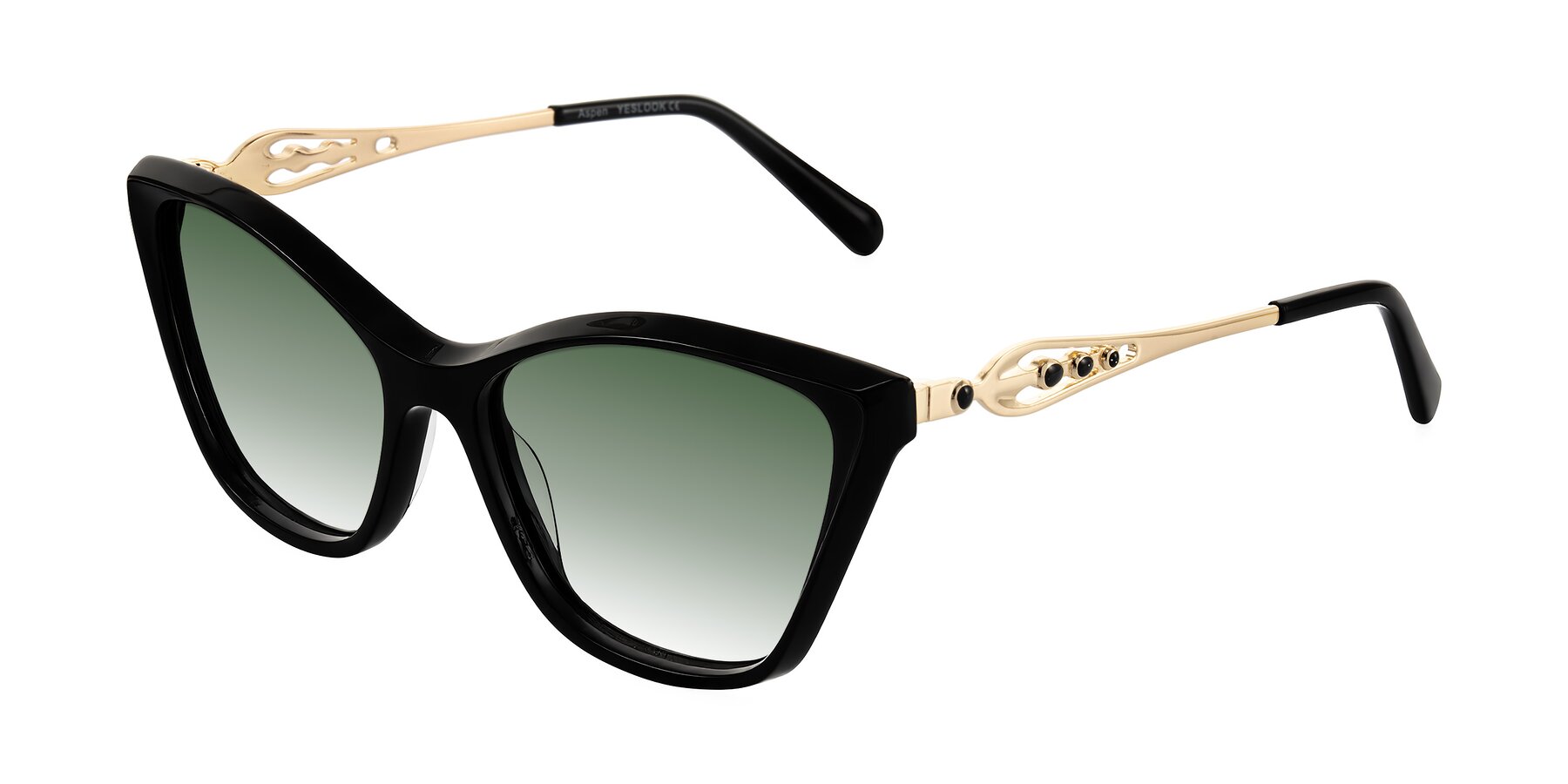 Angle of Aspen in Black with Green Gradient Lenses
