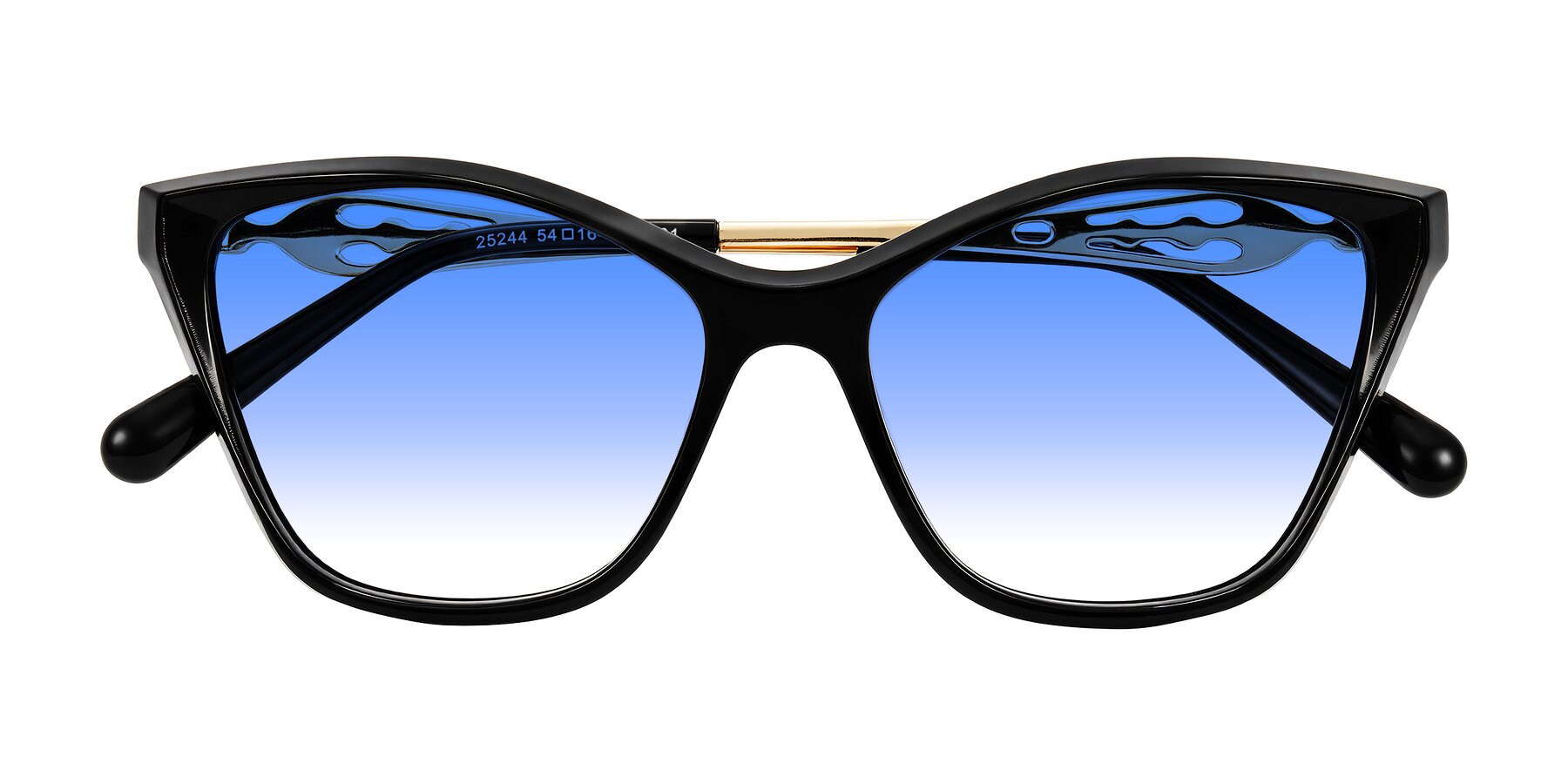 Folded Front of Aspen in Black with Blue Gradient Lenses