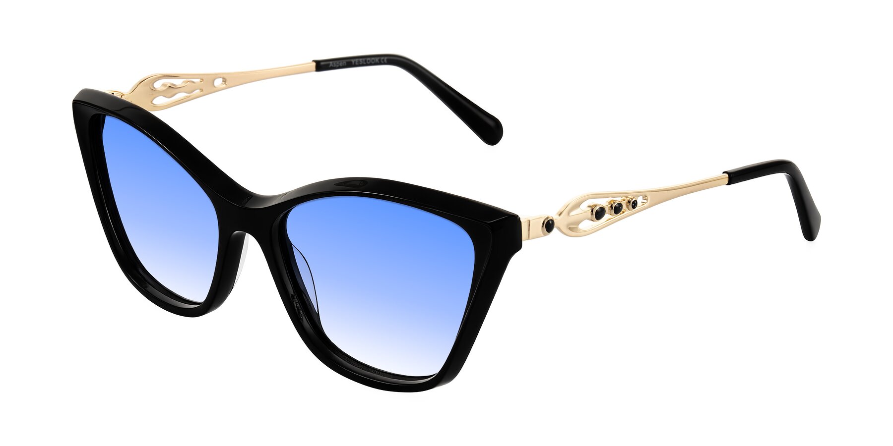 Angle of Aspen in Black with Blue Gradient Lenses