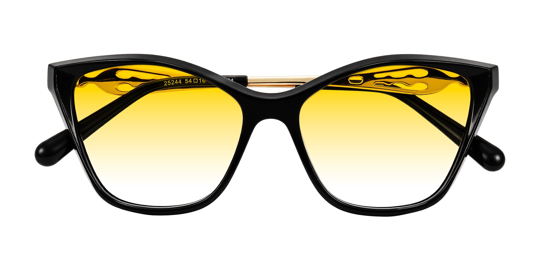 Folded Front of Aspen in Black with Yellow Gradient Lenses