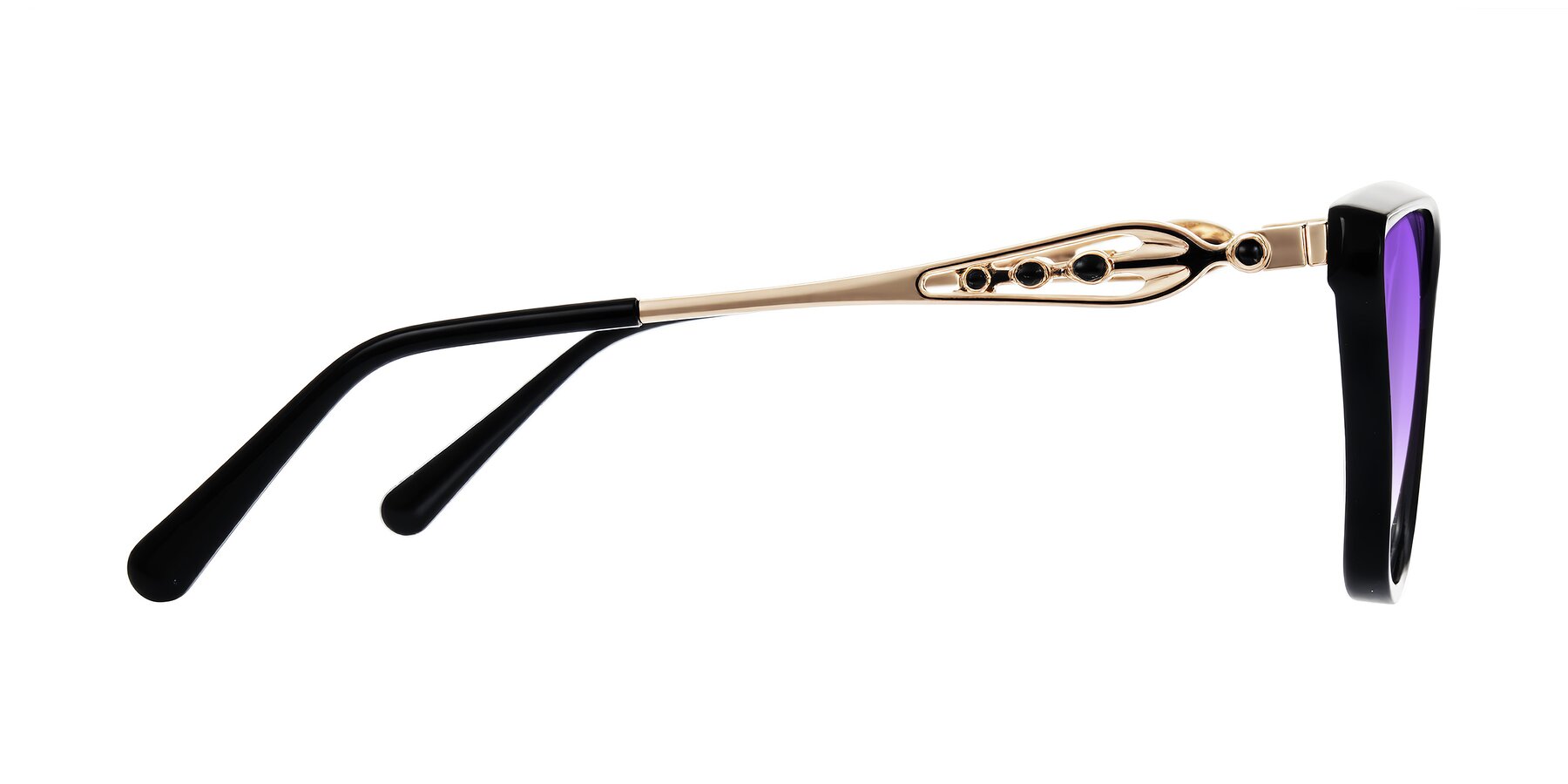 Side of Aspen in Black with Purple Gradient Lenses