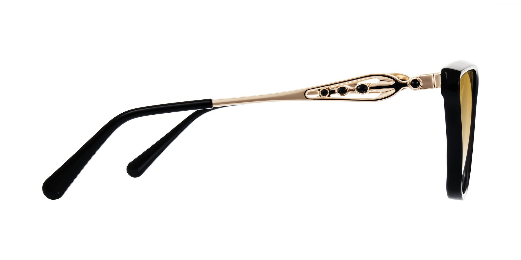 Side of Aspen in Black with Champagne Gradient Lenses