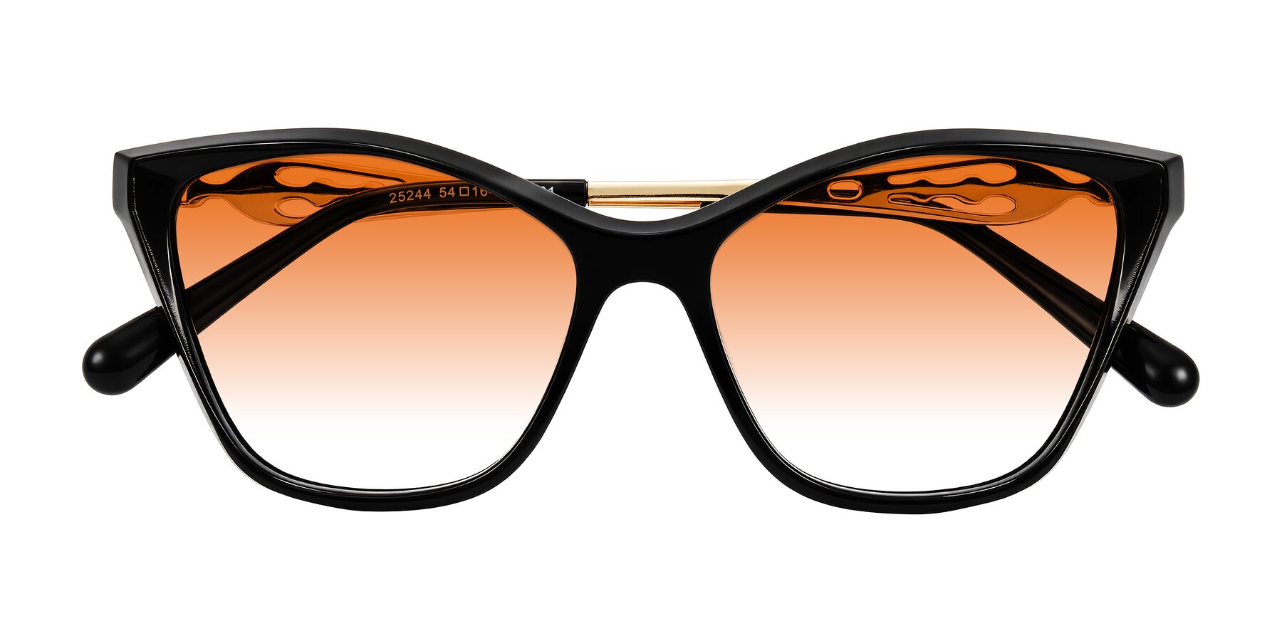 Folded Front of Aspen in Black with Orange Gradient Lenses