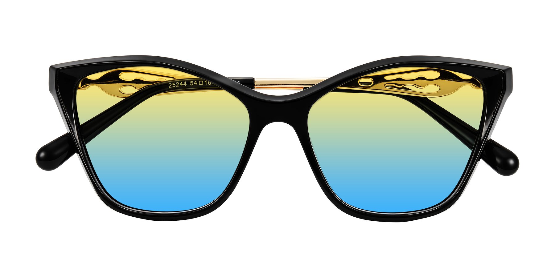 Folded Front of Aspen in Black with Yellow / Blue Gradient Lenses