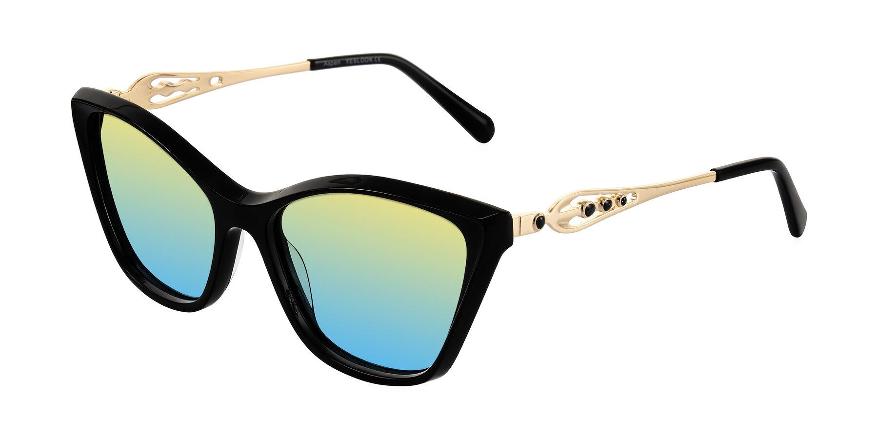 Angle of Aspen in Black with Yellow / Blue Gradient Lenses